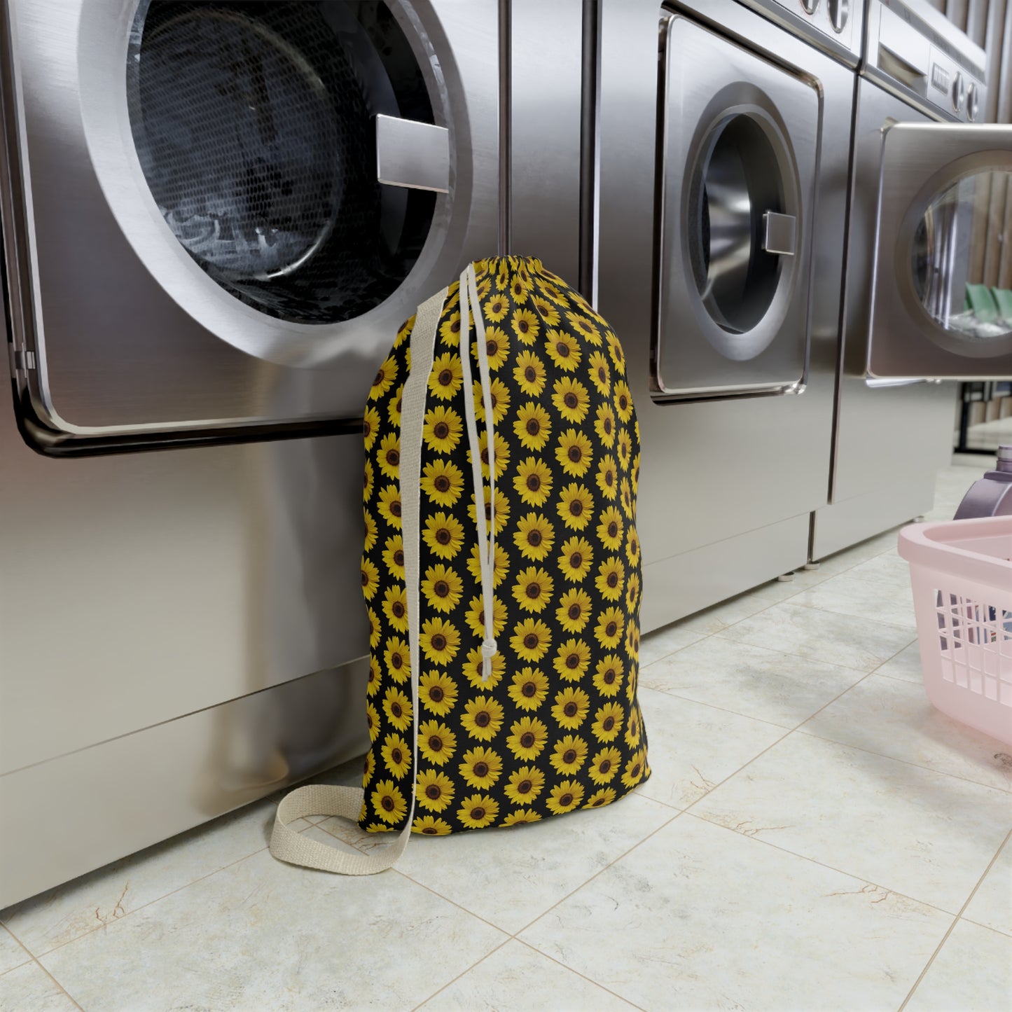 Sunflower Black Laundry Bag