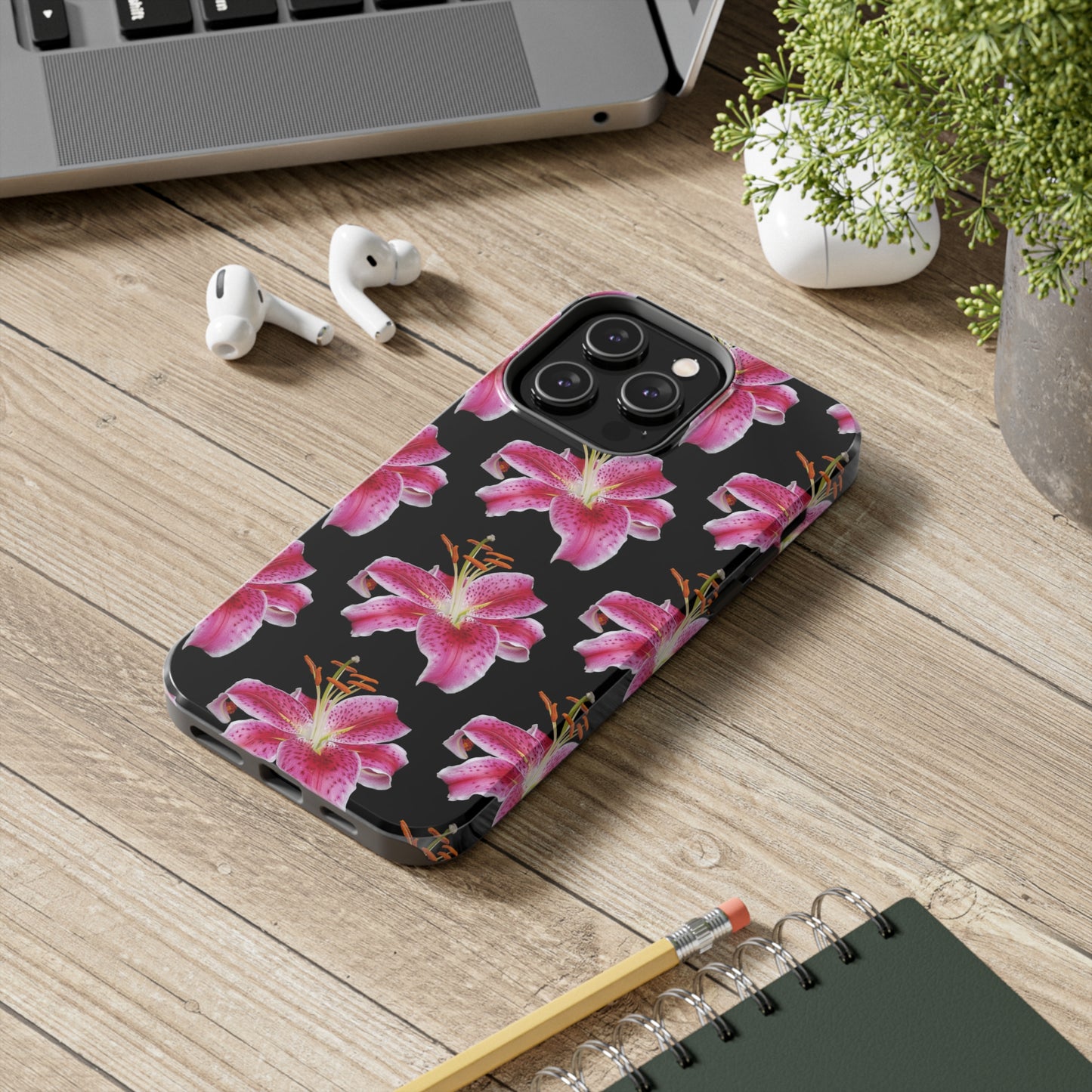 Stargazer Lily Black Tough Phone Case