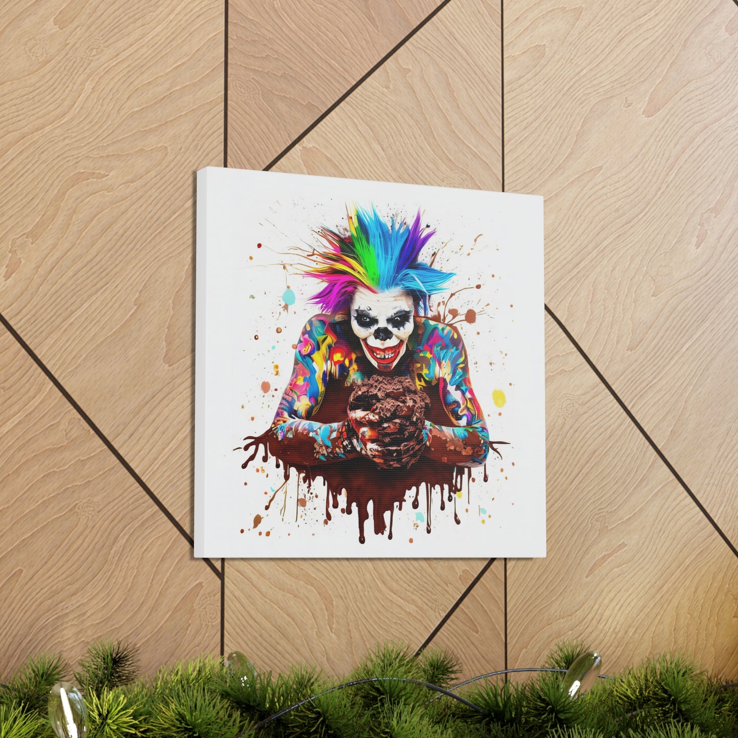 Creepy Clown Chocolate Ice Cream  - Canvas Wall Art