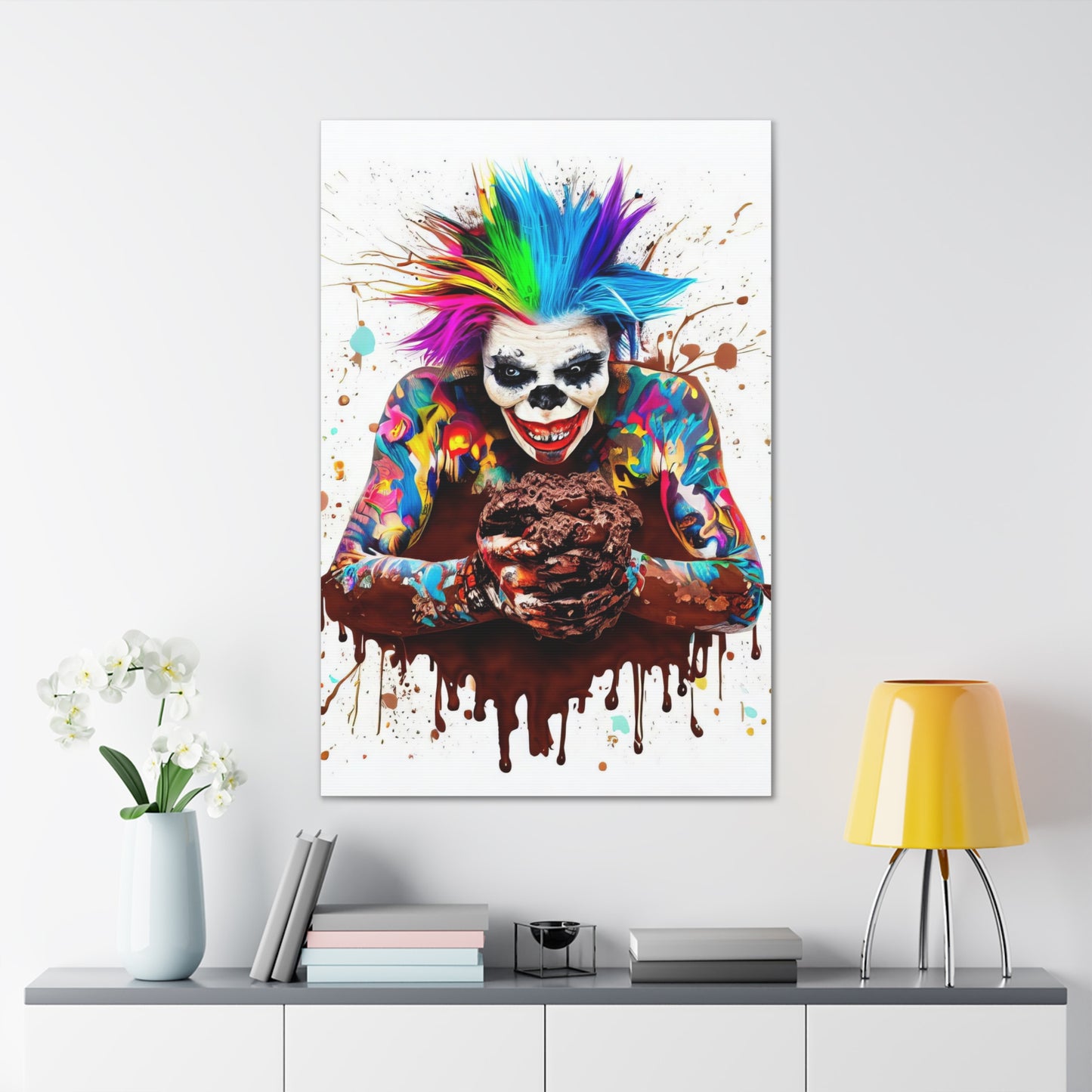 Creepy Clown Chocolate Ice Cream  - Canvas Wall Art