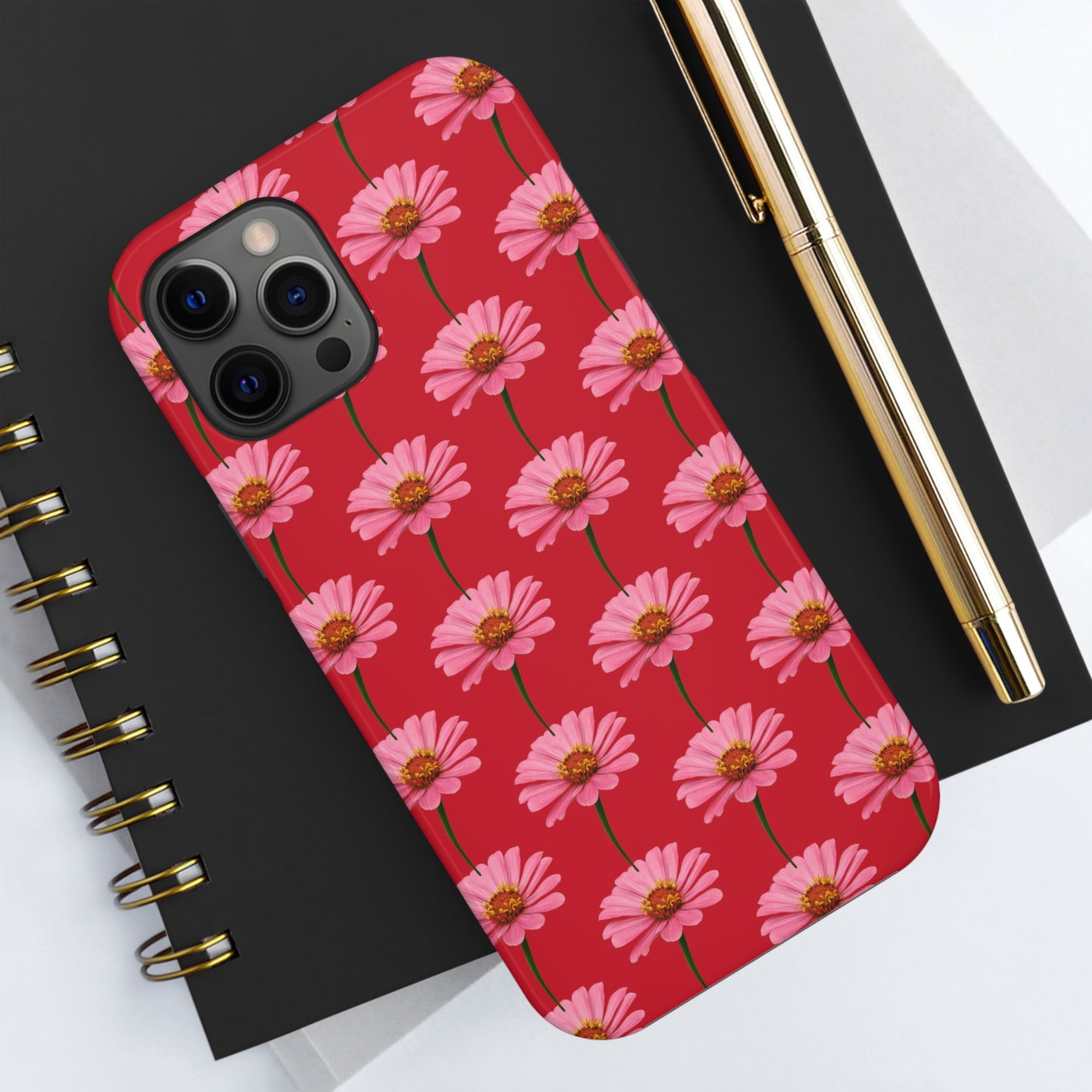 Pink Zinnia Red Tough Phone Case