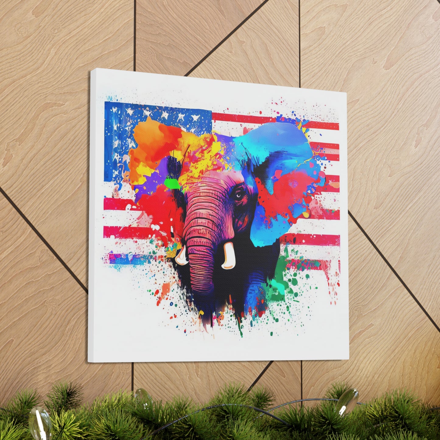 Elephant American Flag - Canvas Wall Art