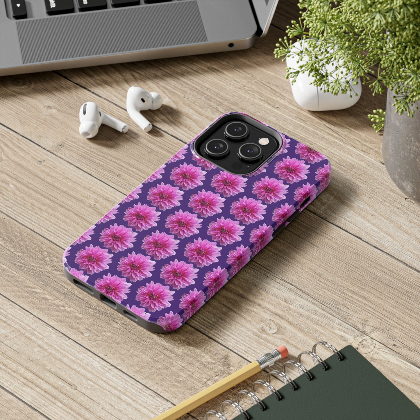 Pink Dahlia Purple Tough Phone Case