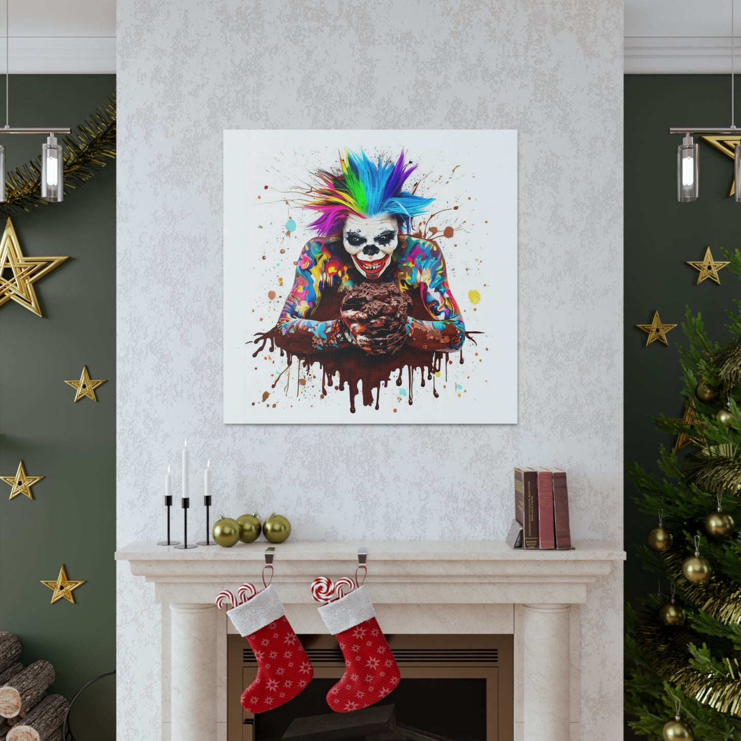 Creepy Clown Chocolate Ice Cream  - Canvas Wall Art