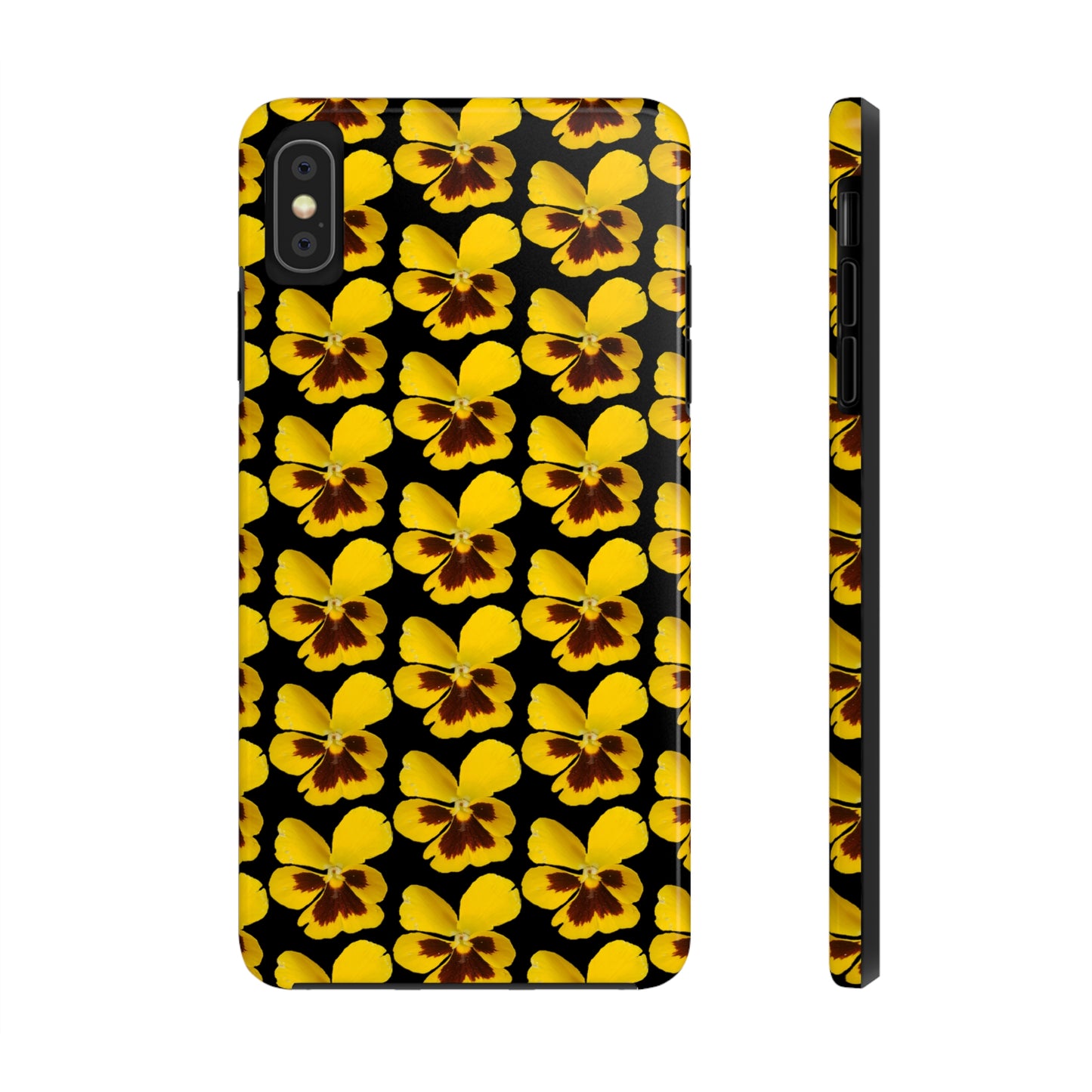 Yellow Pansy Black Tough Phone Case