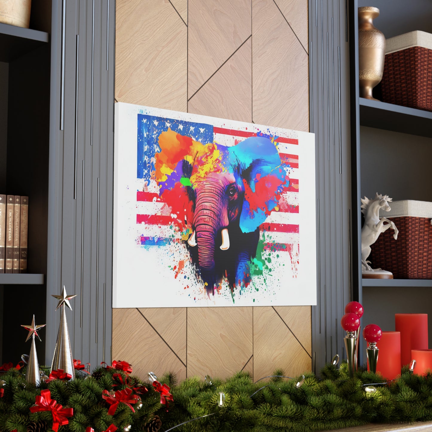 Elephant American Flag - Canvas Wall Art