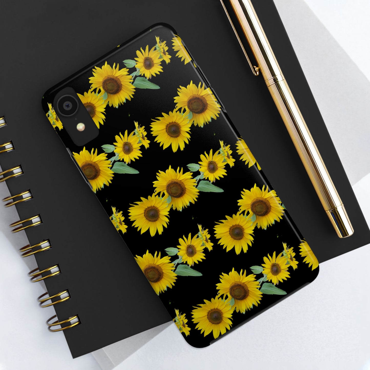 Sunflower Cluster Black Tough Phone Case