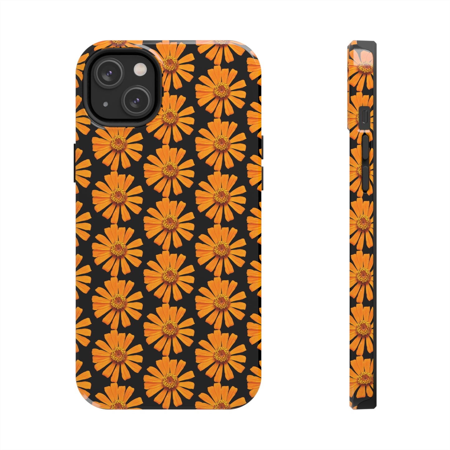 Orange Zinnia Black Tough Phone Case