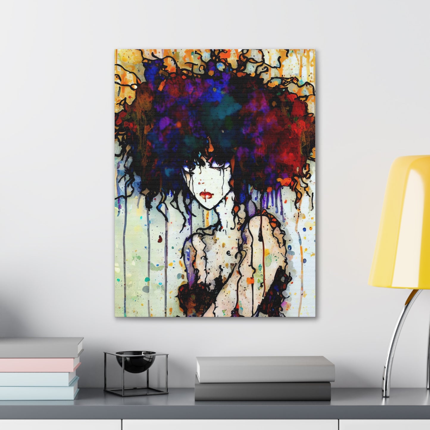 Girl with Big Hair  - Canvas Wall Art