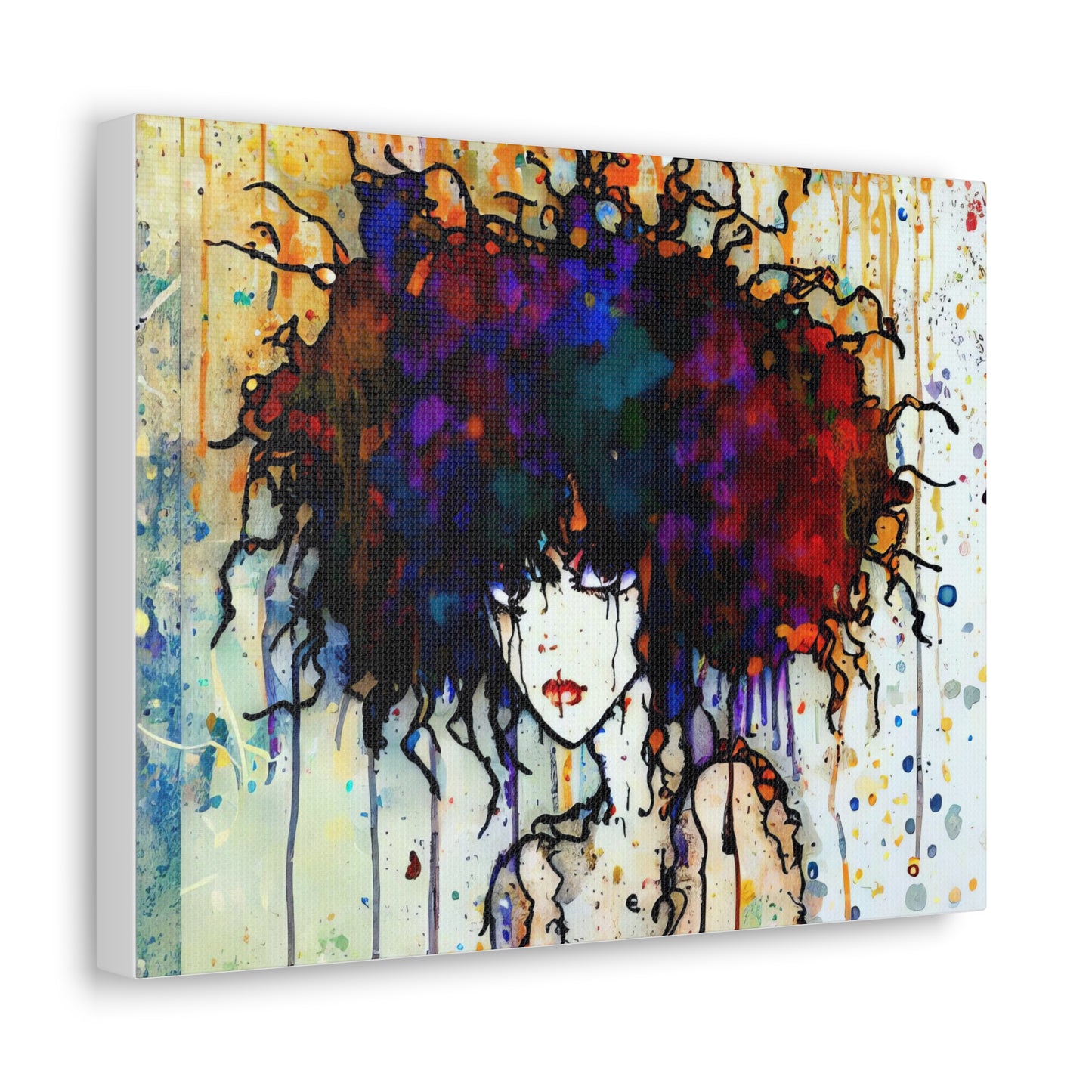 Girl with Big Hair  - Canvas Wall Art