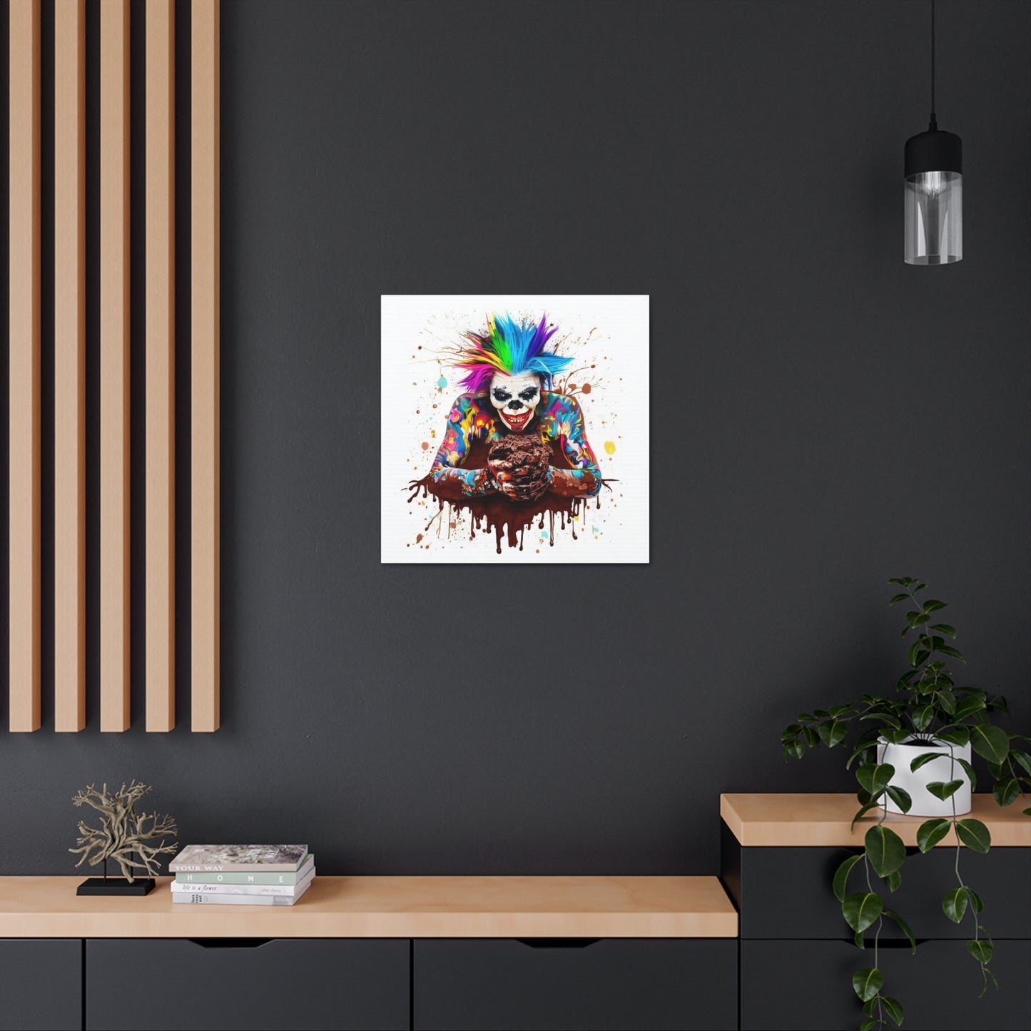 Creepy Clown Chocolate Ice Cream  - Canvas Wall Art