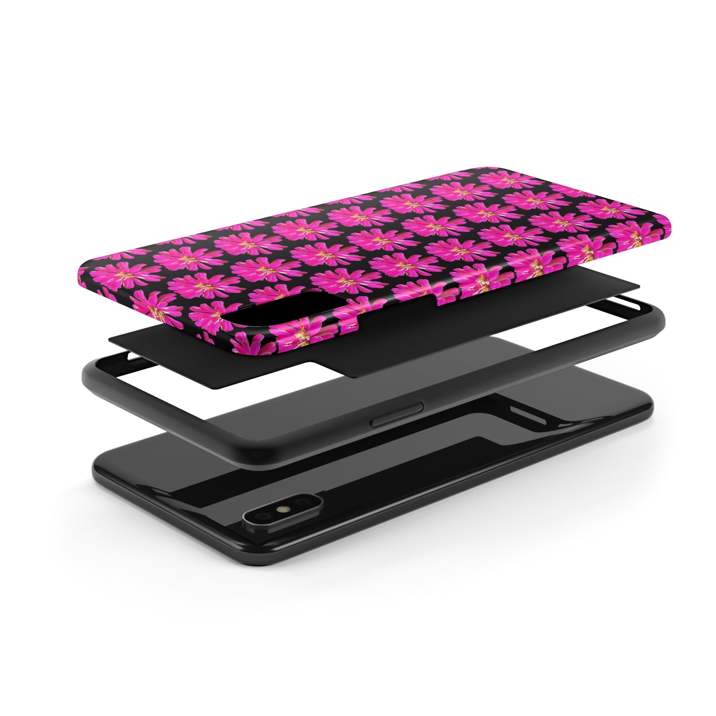 Pink Zinnia Black Tough Phone Case