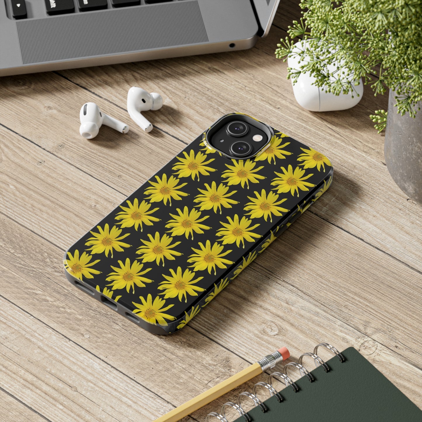 Wild Sunflower Black Tough Phone Case