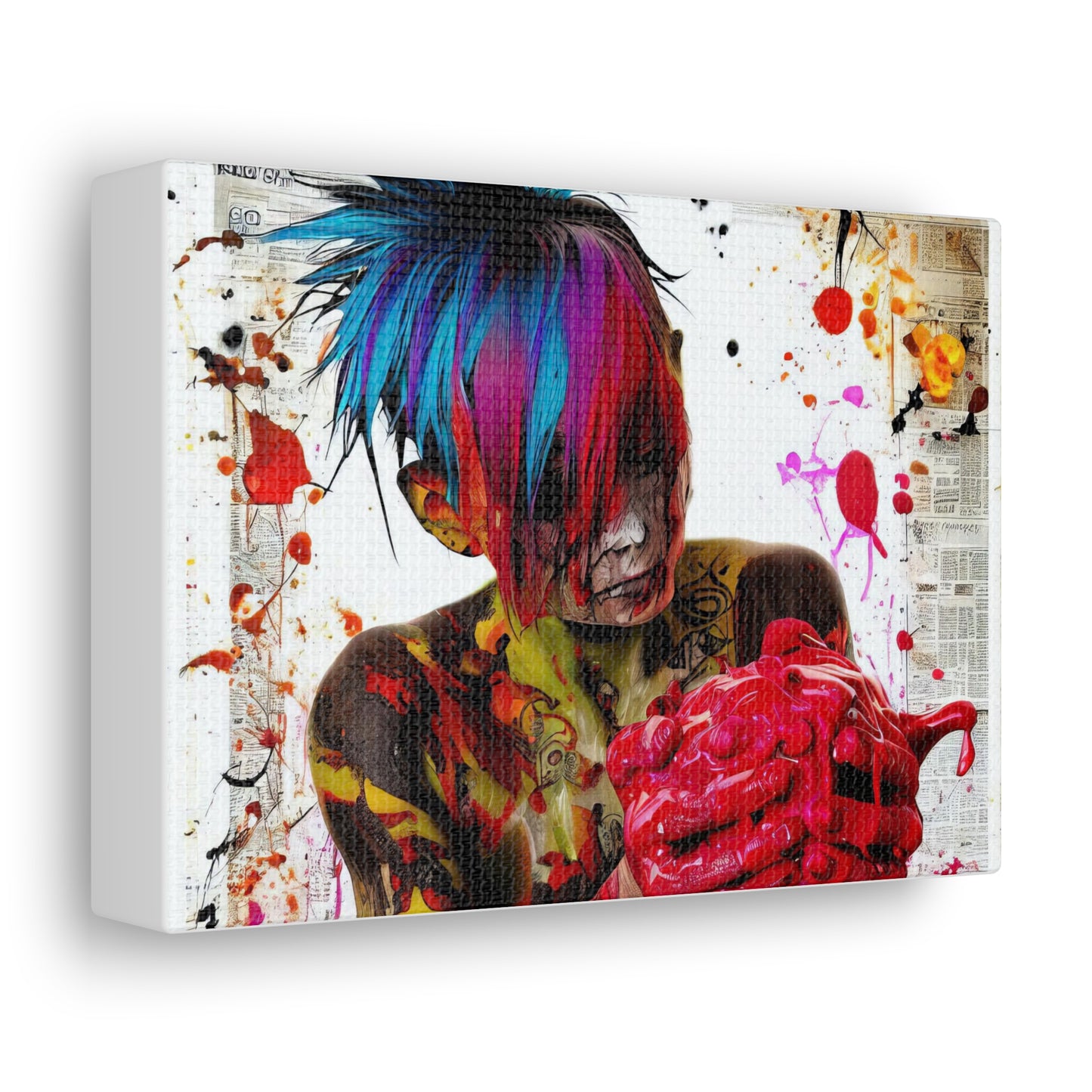 Tattooed Boy with Big Heart  - Canvas Wall Art