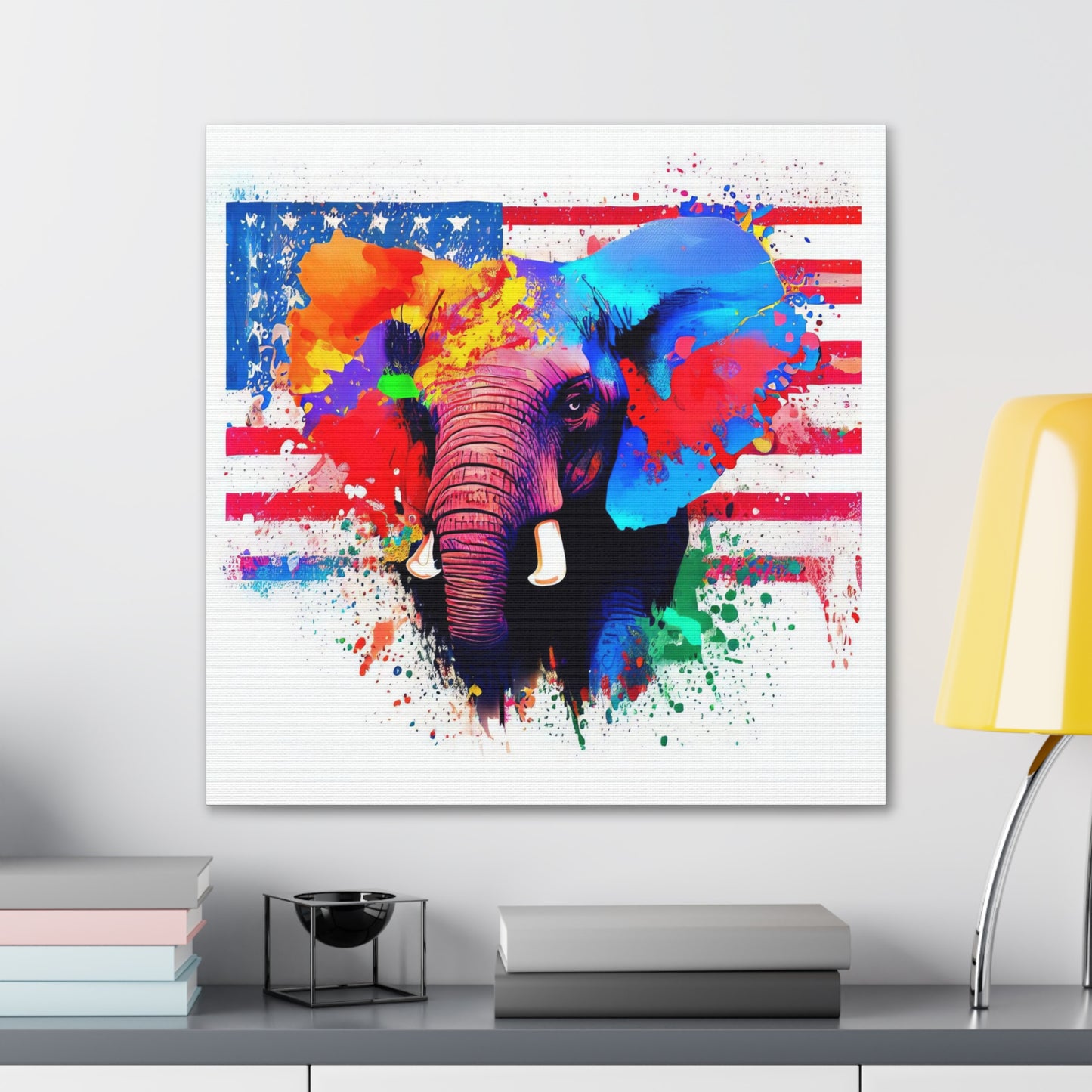 Elephant American Flag - Canvas Wall Art