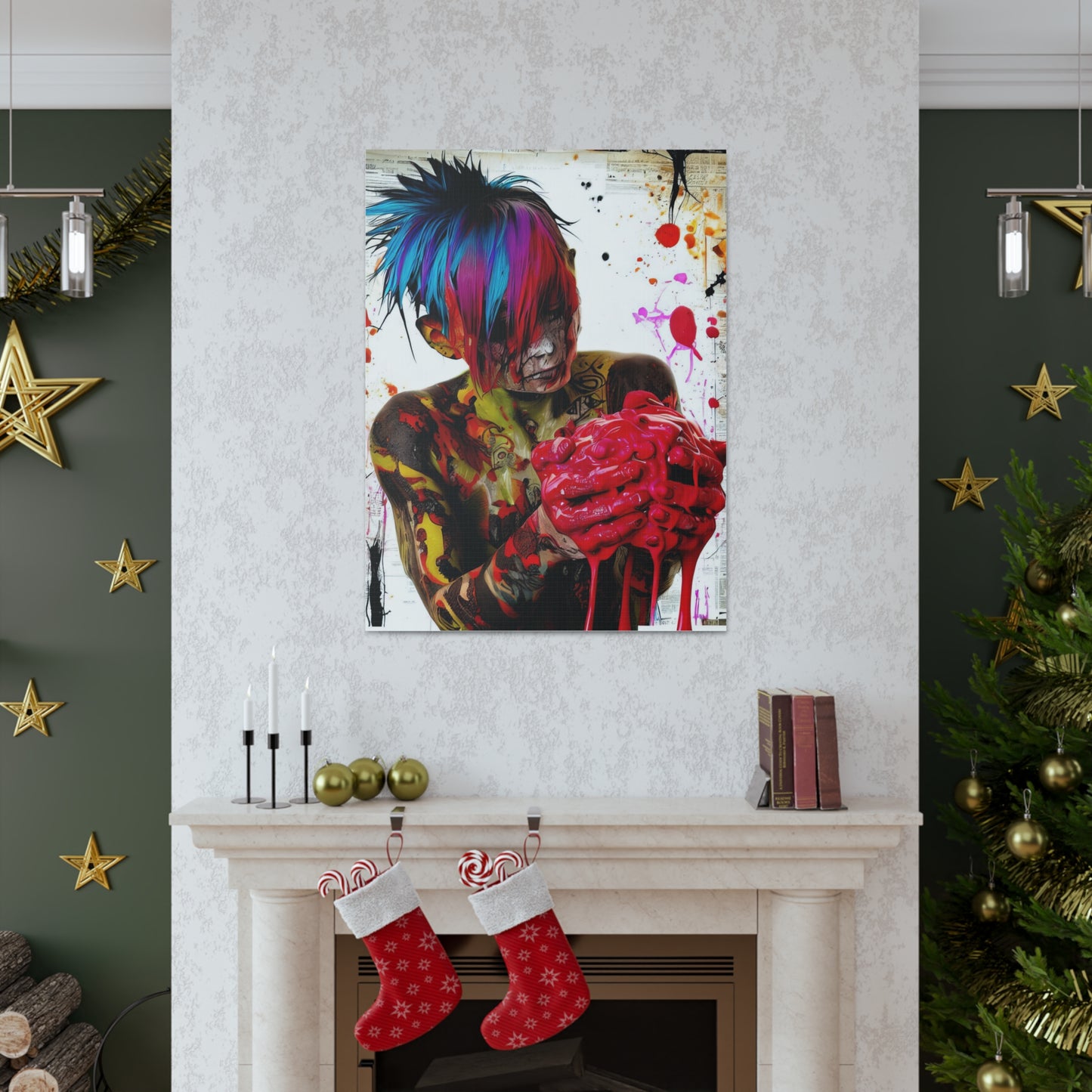 Tattooed Boy with Big Heart  - Canvas Wall Art