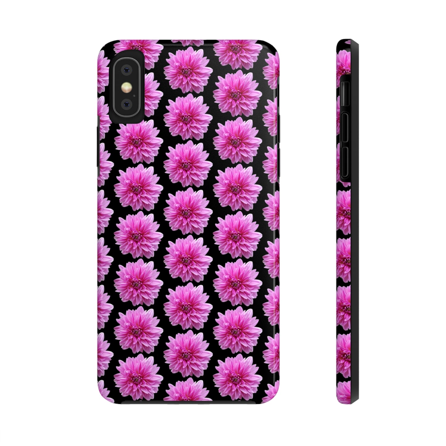 Pink Dahlia Black Tough Phone Case