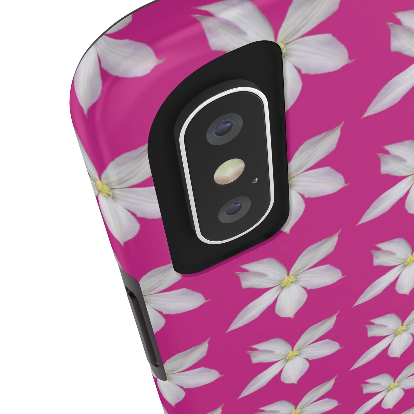 White Clematis Pink Tough Phone Case