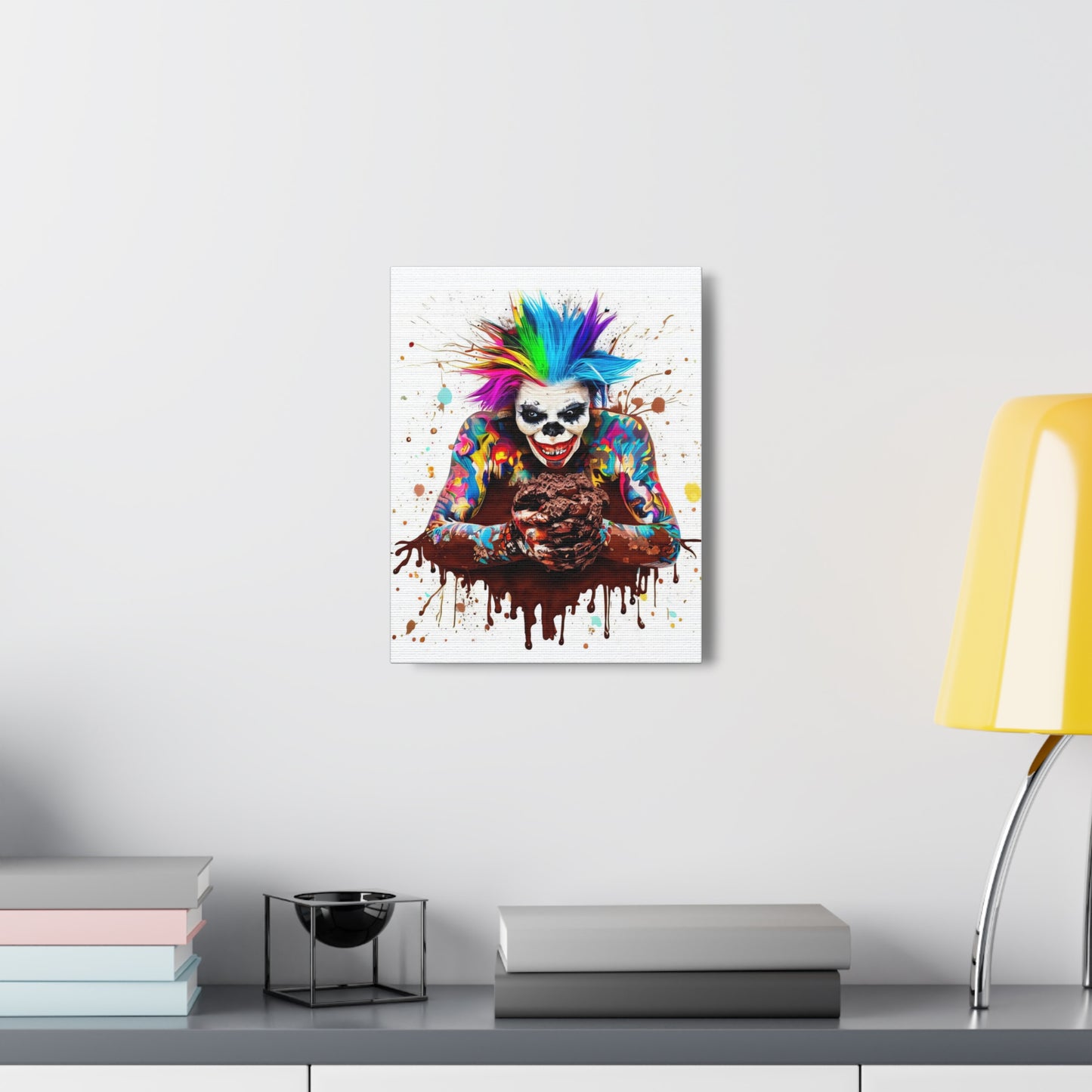 Creepy Clown Chocolate Ice Cream  - Canvas Wall Art