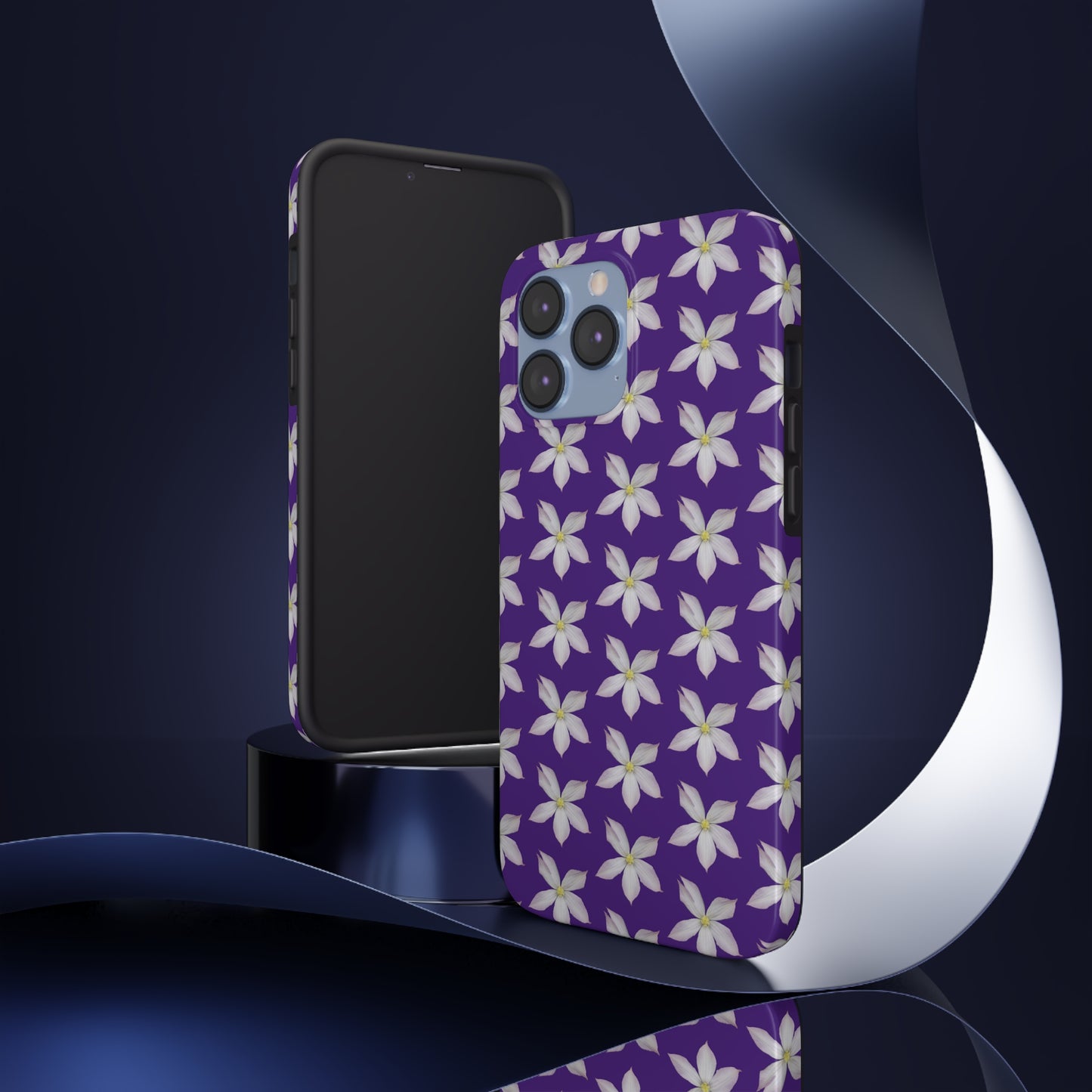 White Clematis Purple Tough Phone Case