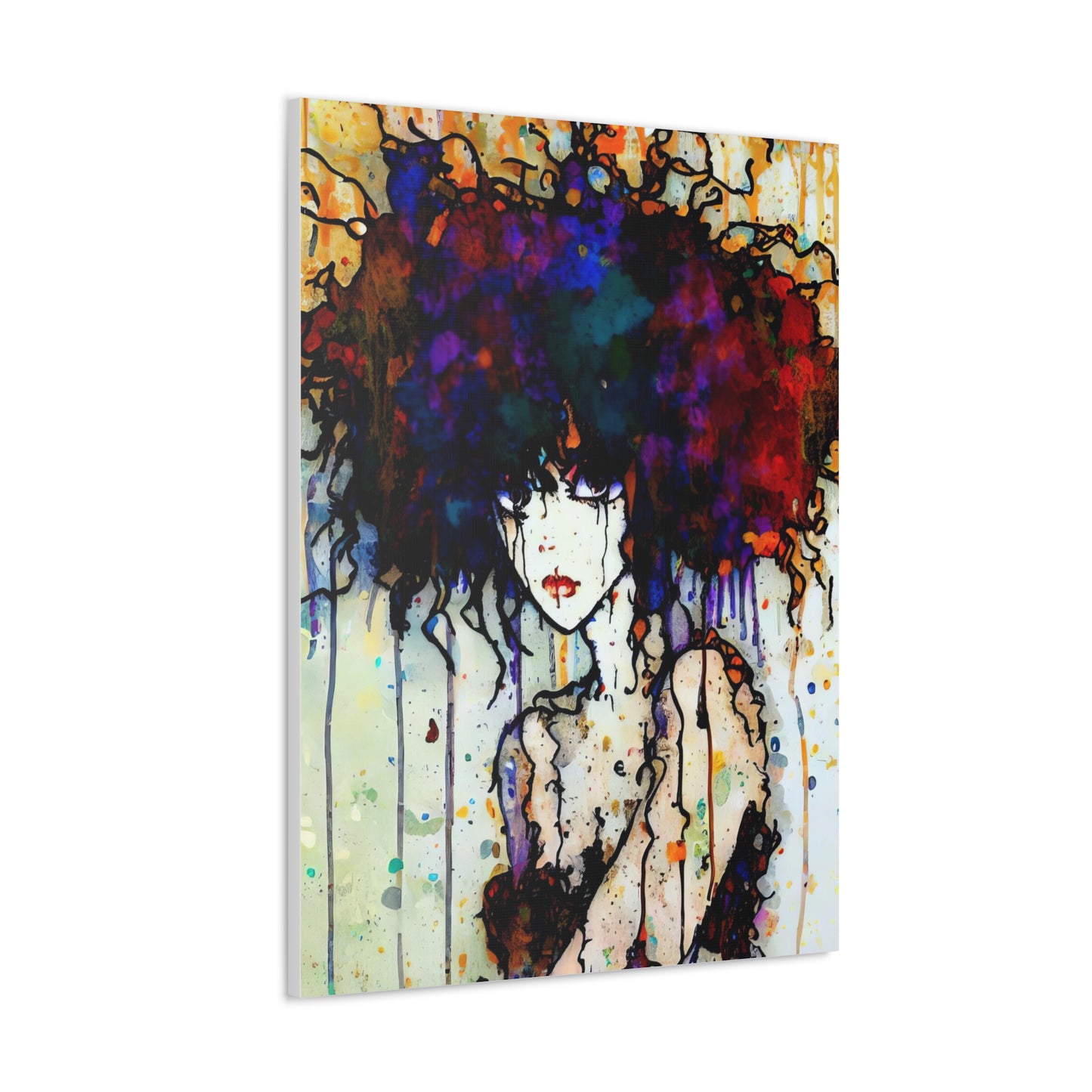 Girl with Big Hair  - Canvas Wall Art