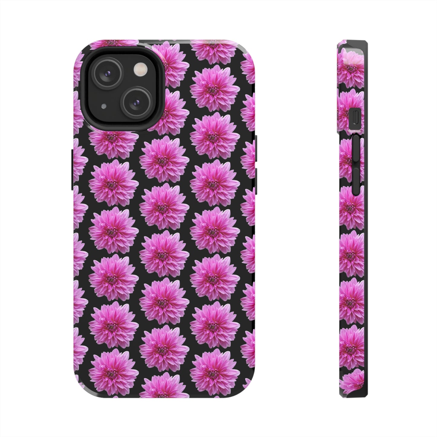 Pink Dahlia Black Tough Phone Case