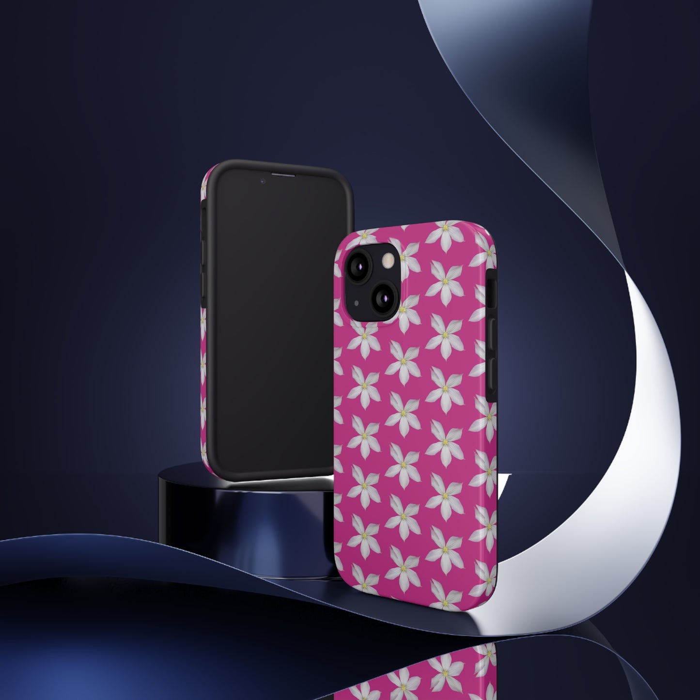 White Clematis Pink Tough Phone Case