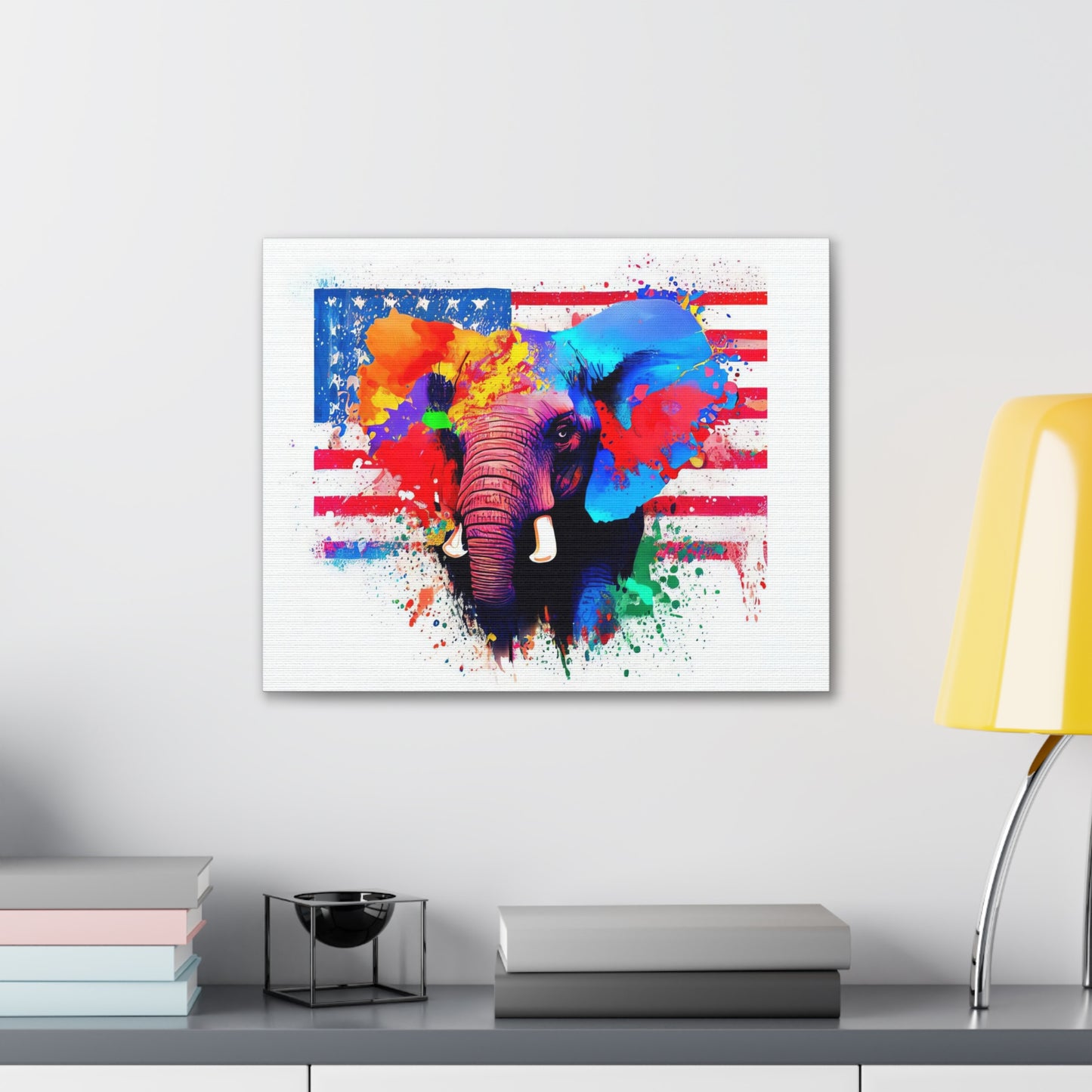 Elephant American Flag - Canvas Wall Art