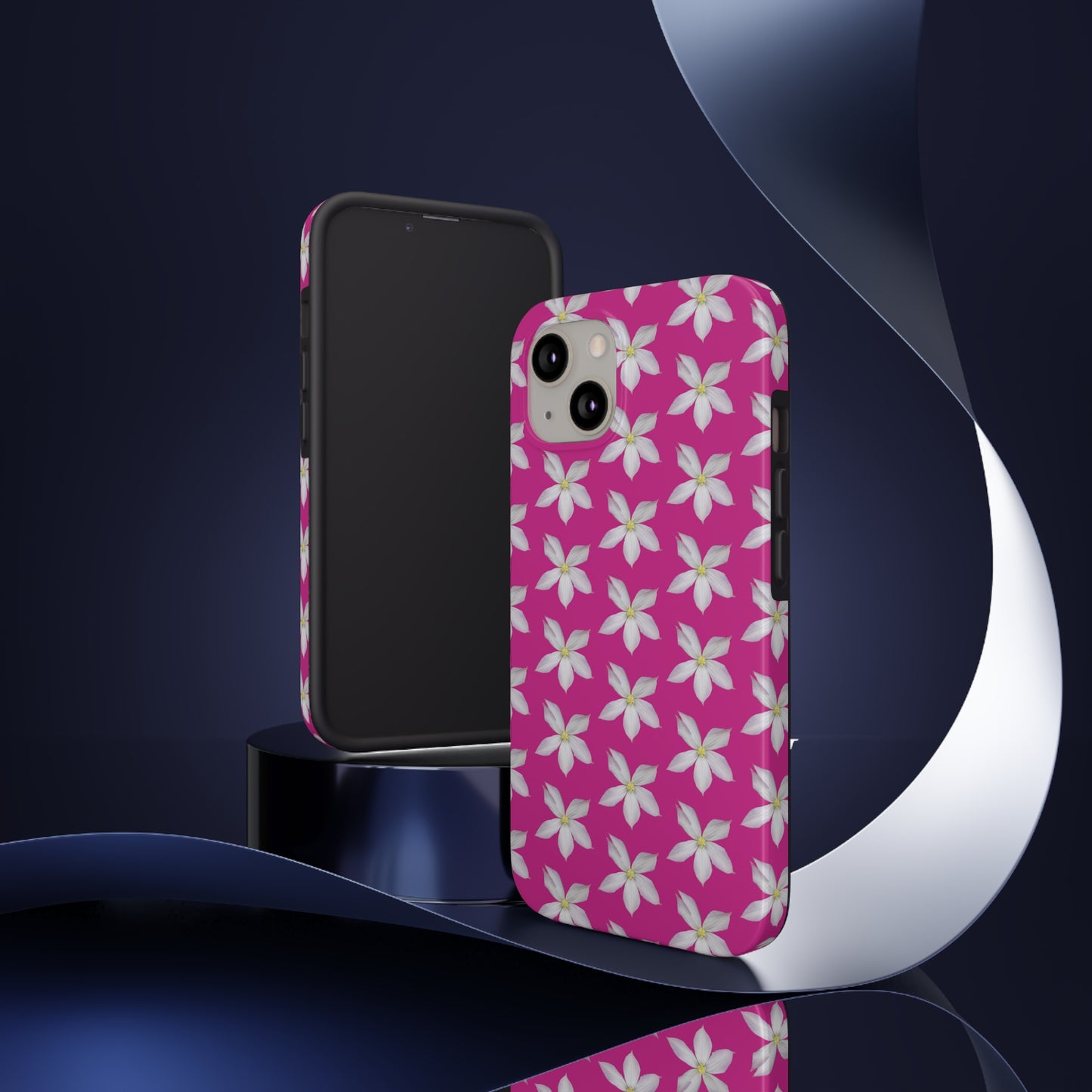 White Clematis Pink Tough Phone Case