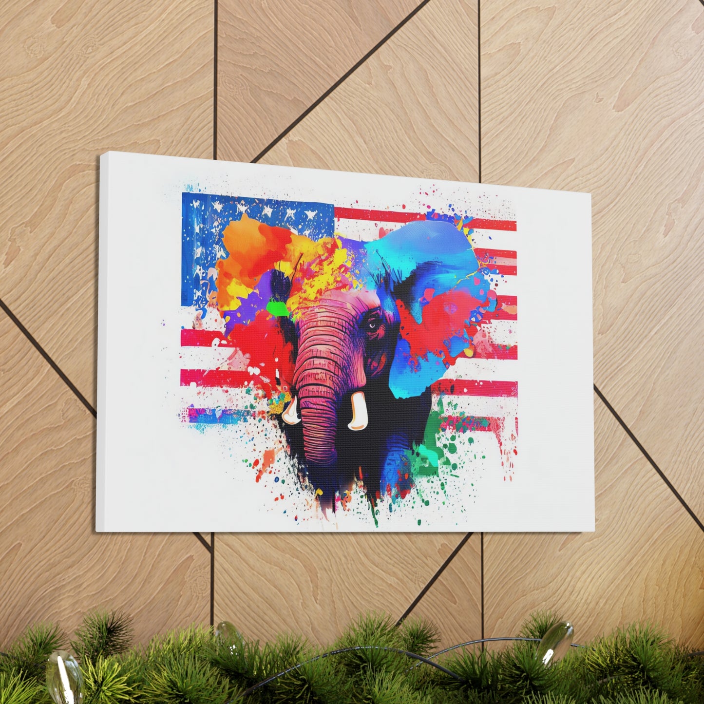 Elephant American Flag - Canvas Wall Art