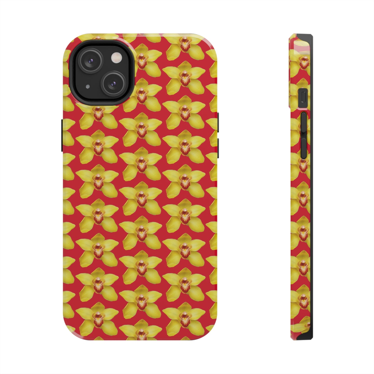 Yellow Cymbidium Orchid Red Tough Phone Case