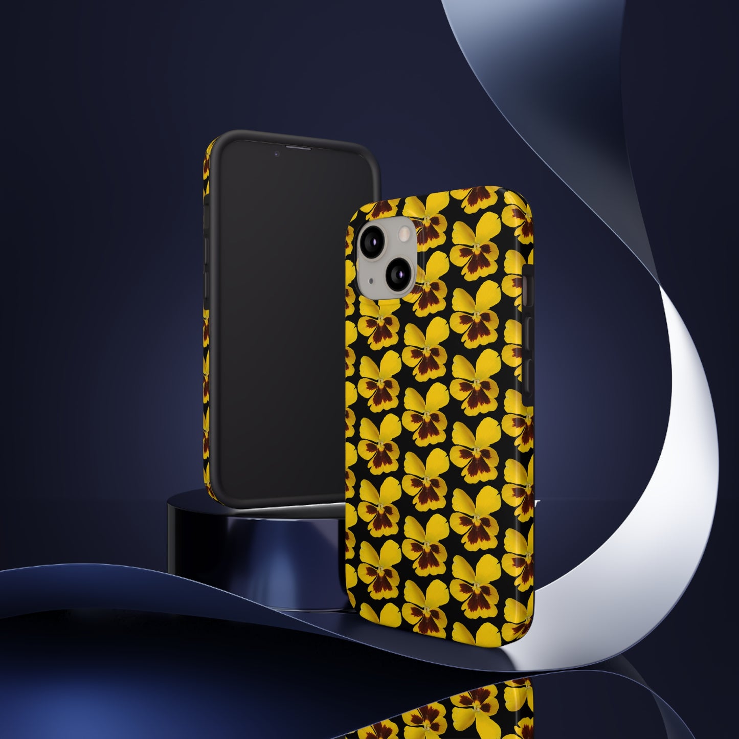 Yellow Pansy Black Tough Phone Case