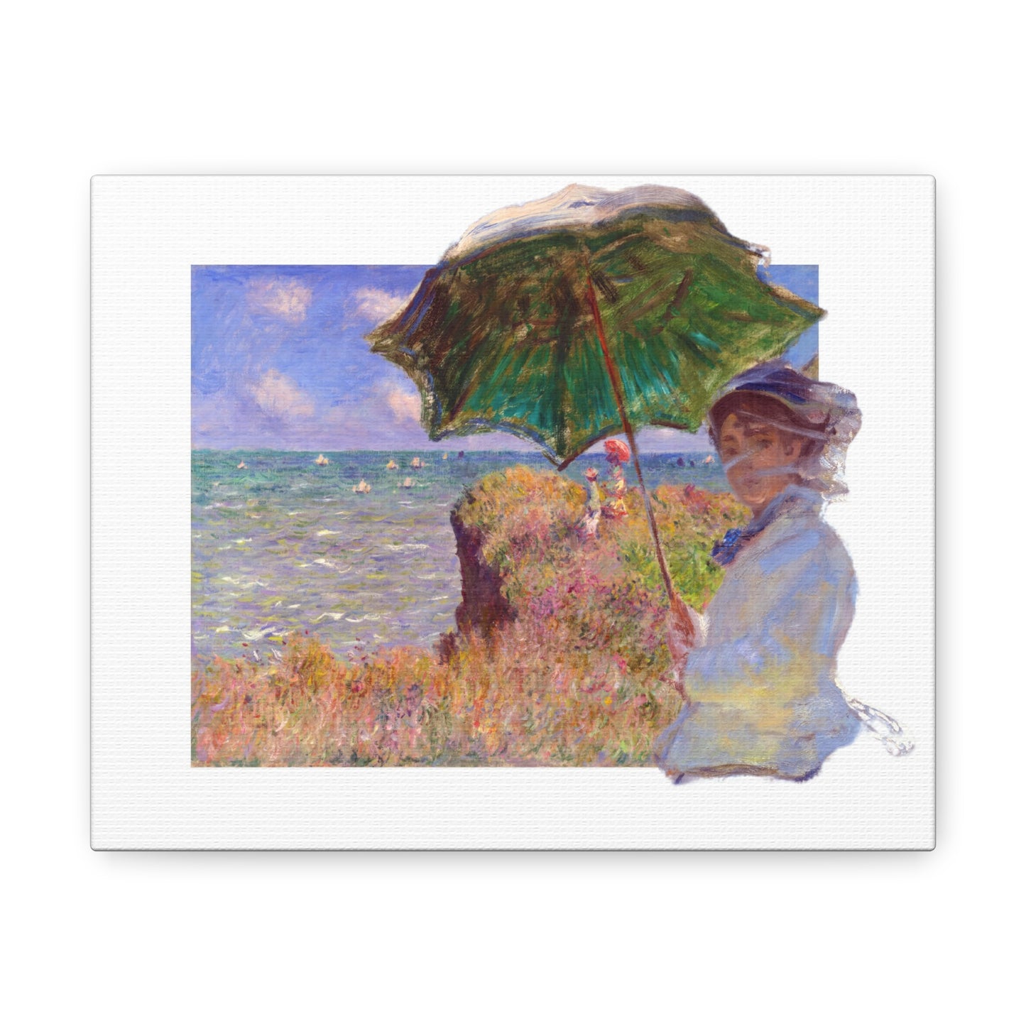 Monet - Woman with Parasol and Cliff Walk at Pourville - Canvas Wall Art