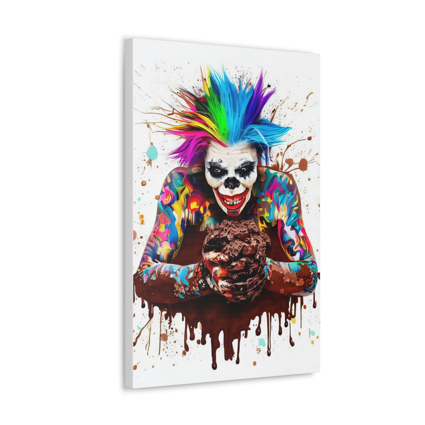 Creepy Clown Chocolate Ice Cream  - Canvas Wall Art