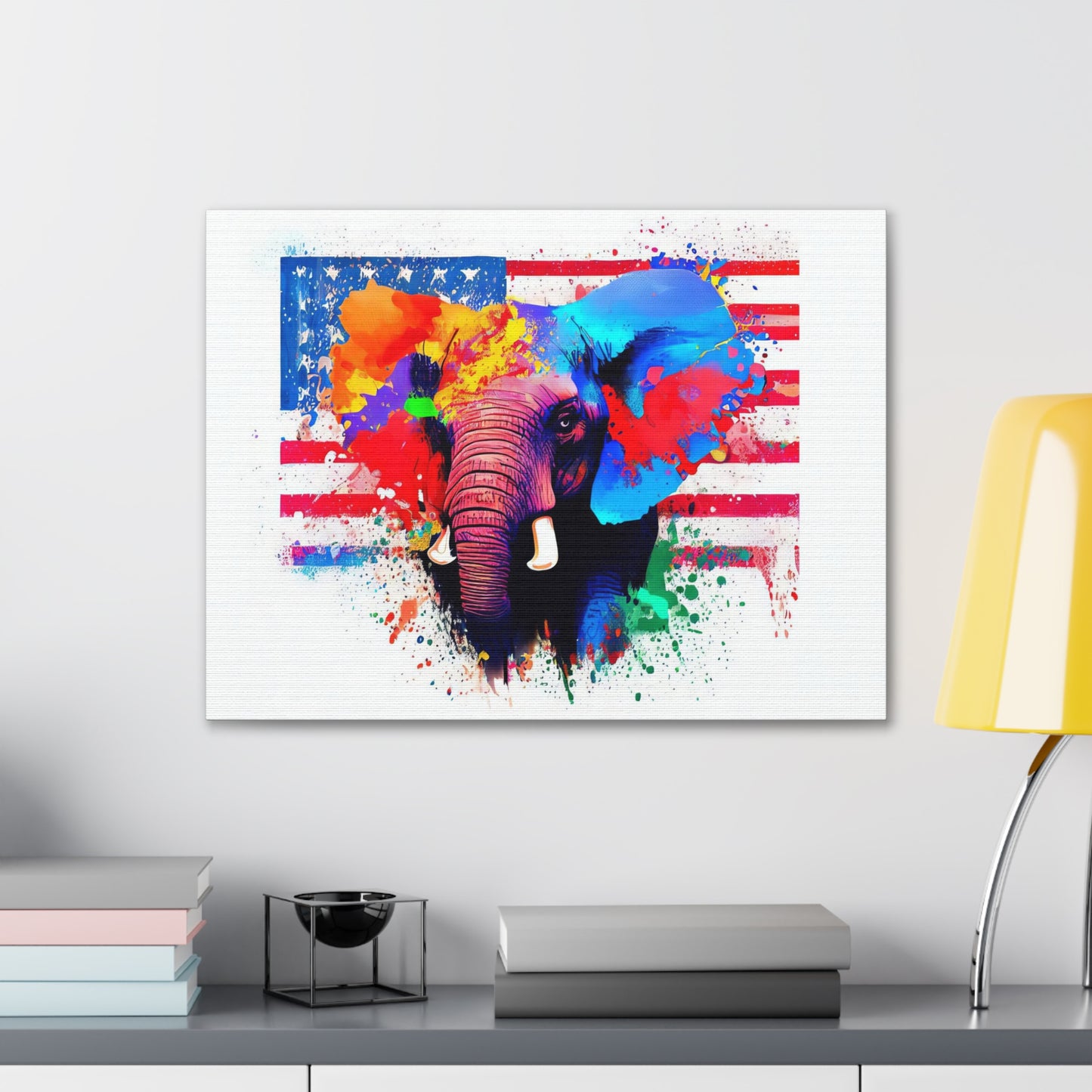 Elephant American Flag - Canvas Wall Art