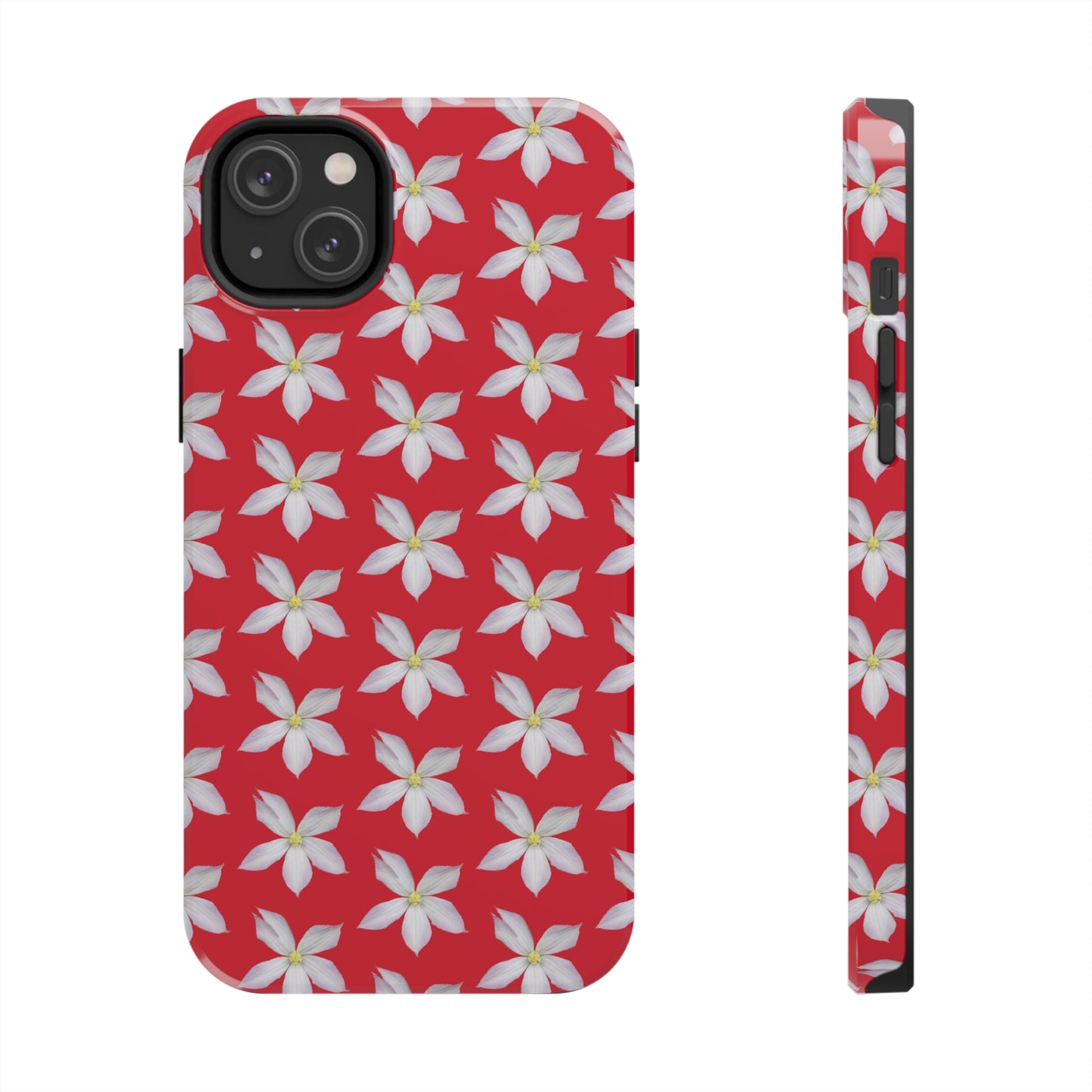 White Clematis Red Tough Phone Case