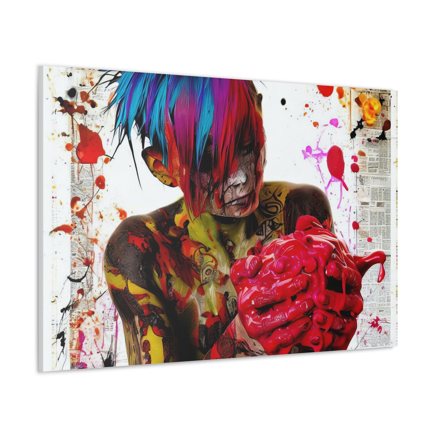 Tattooed Boy with Big Heart  - Canvas Wall Art