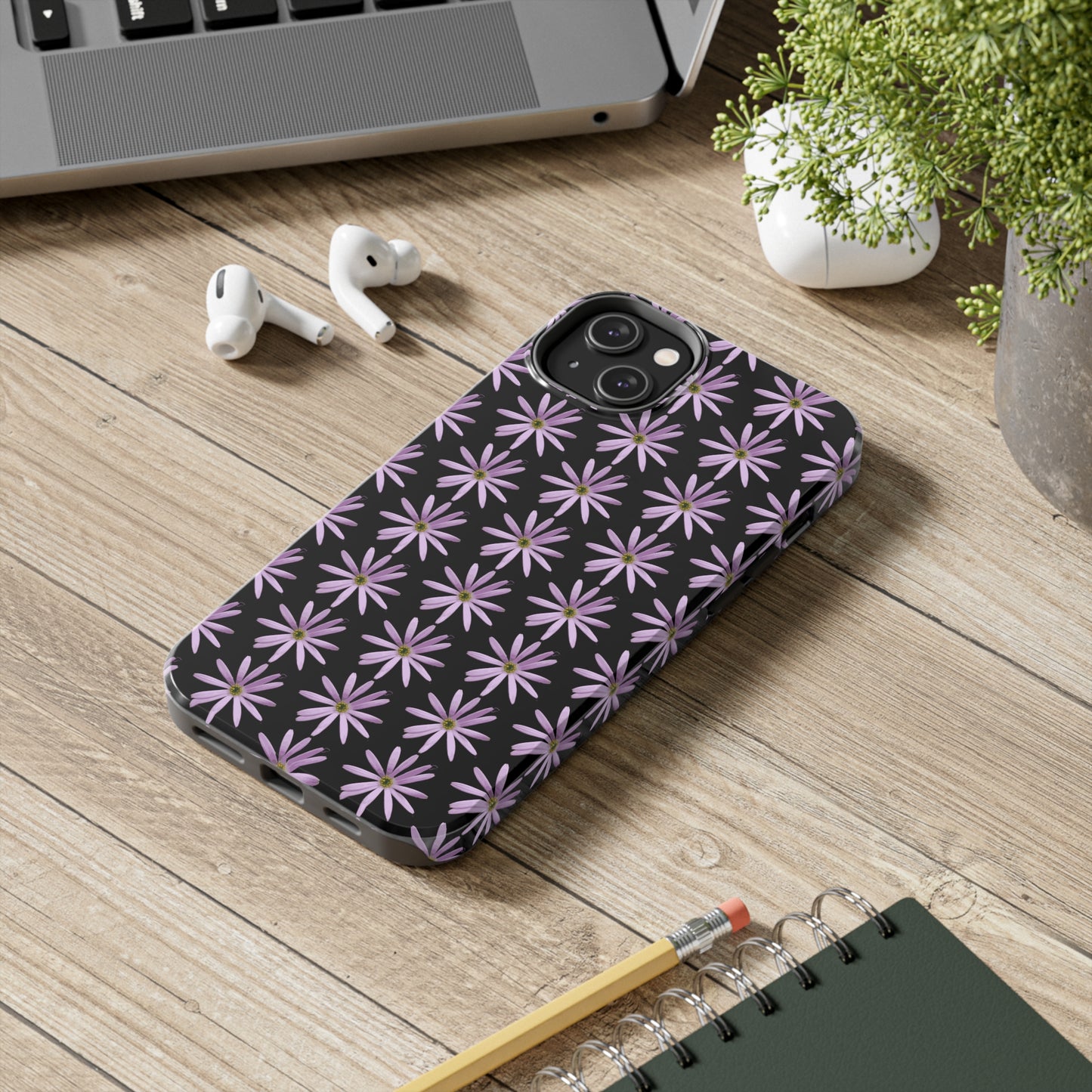 Aster Black Tough Phone Case