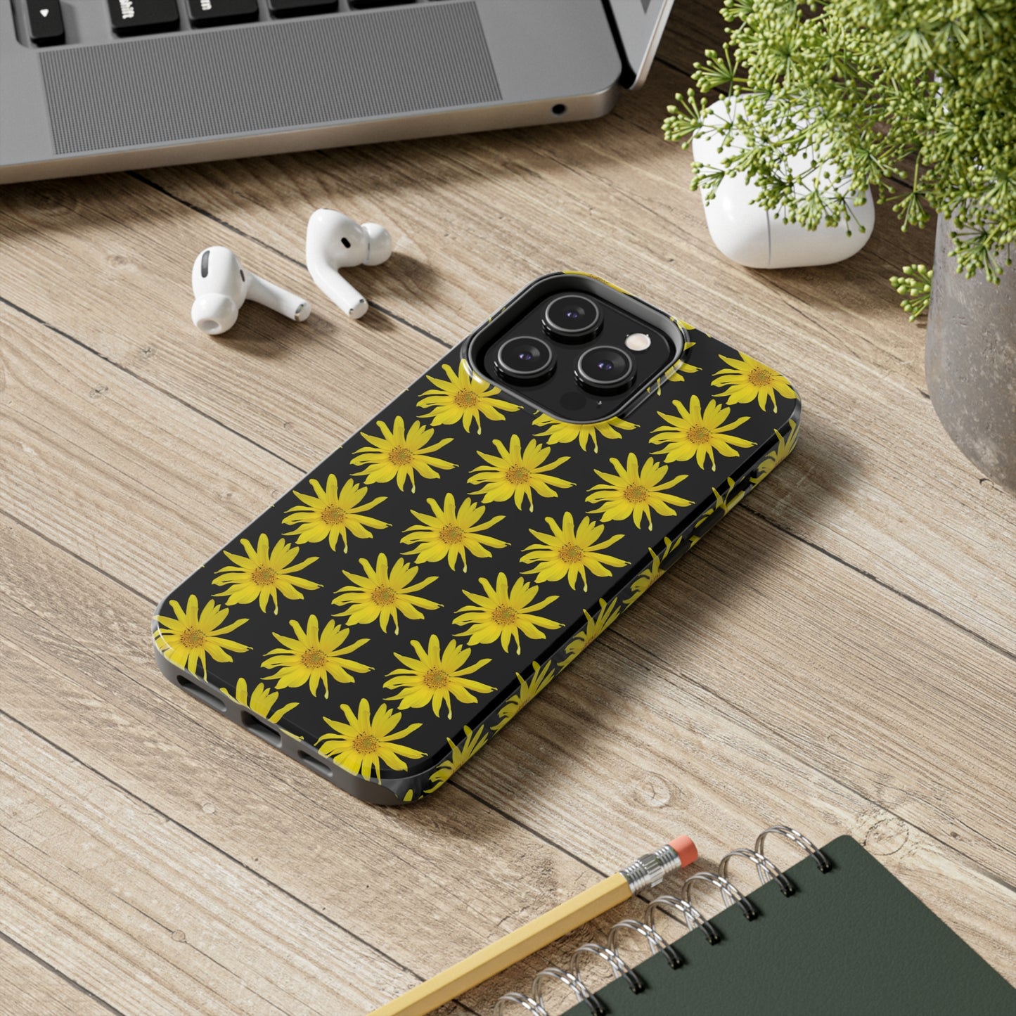 Wild Sunflower Black Tough Phone Case