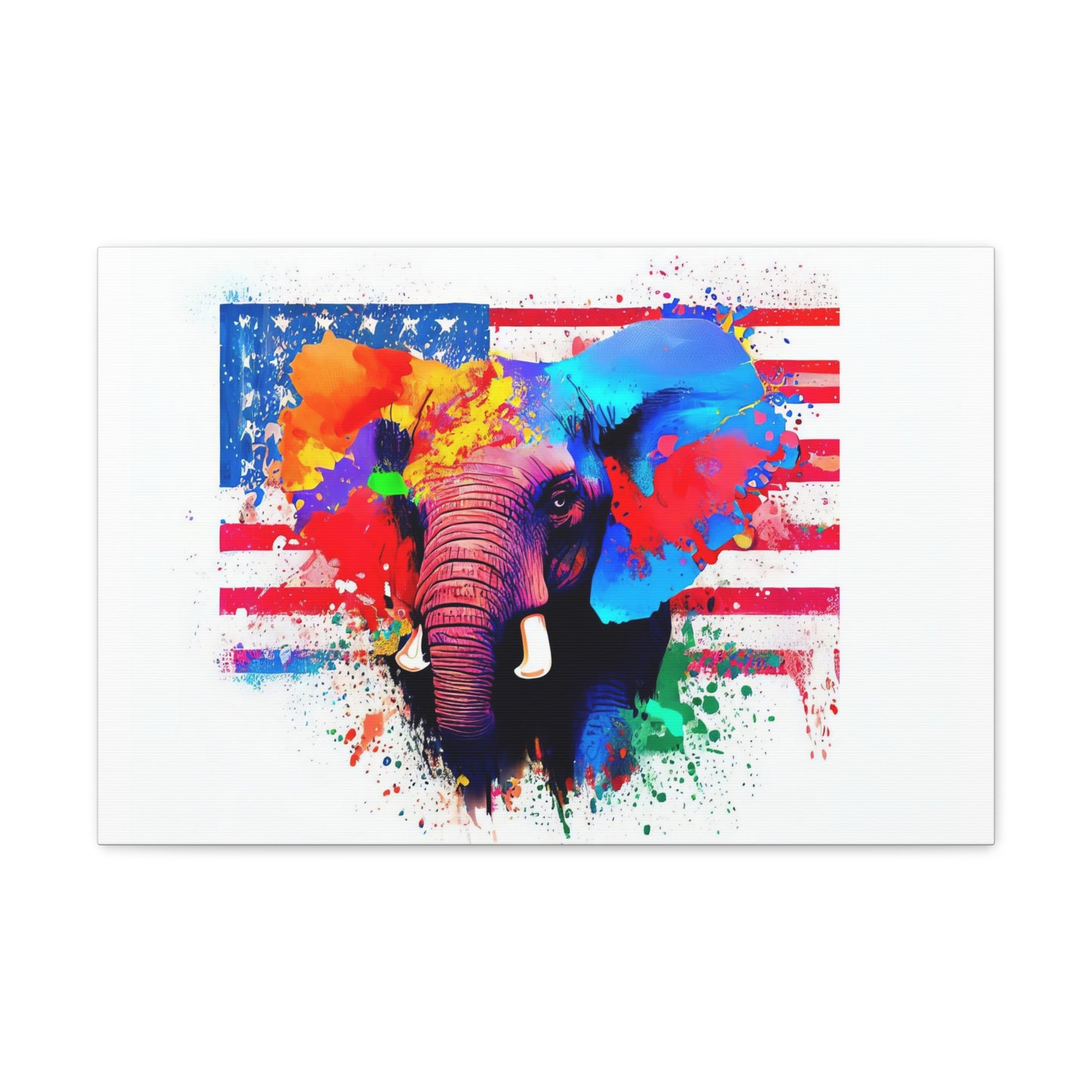 Elephant American Flag - Canvas Wall Art