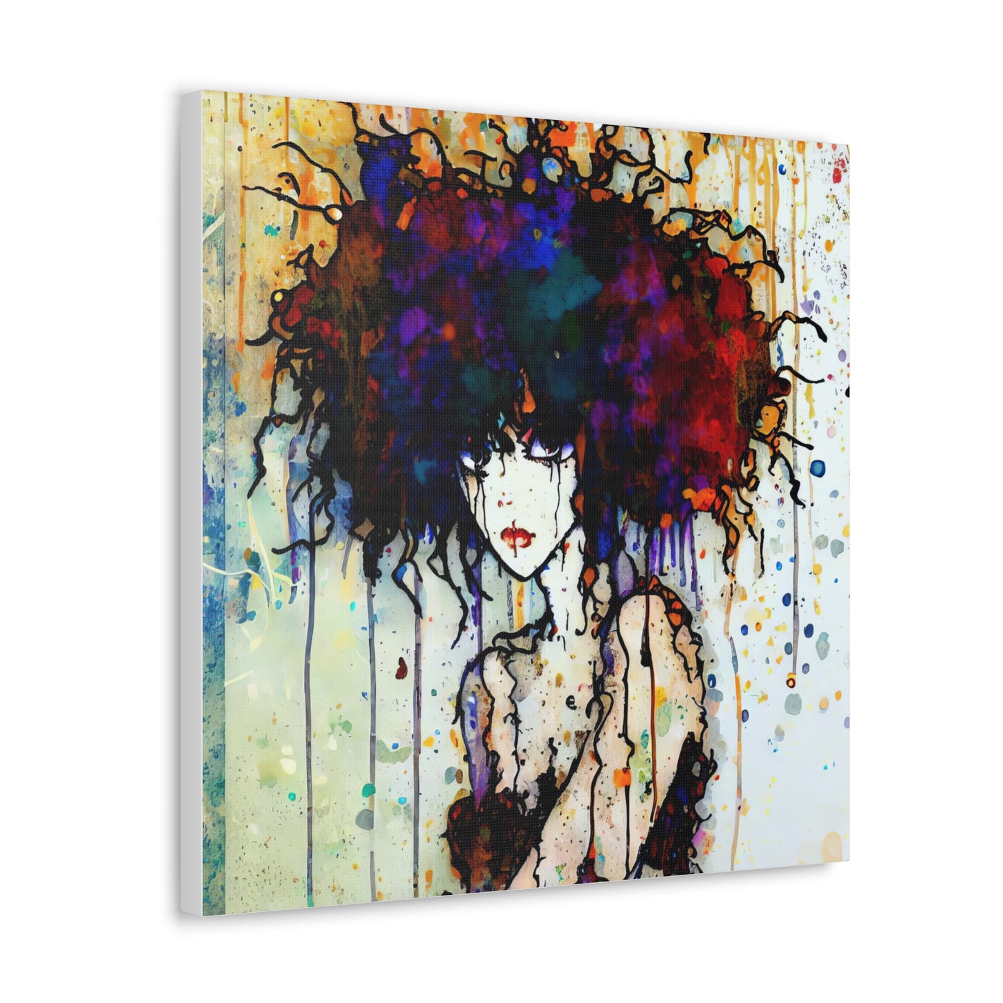 Girl with Big Hair  - Canvas Wall Art