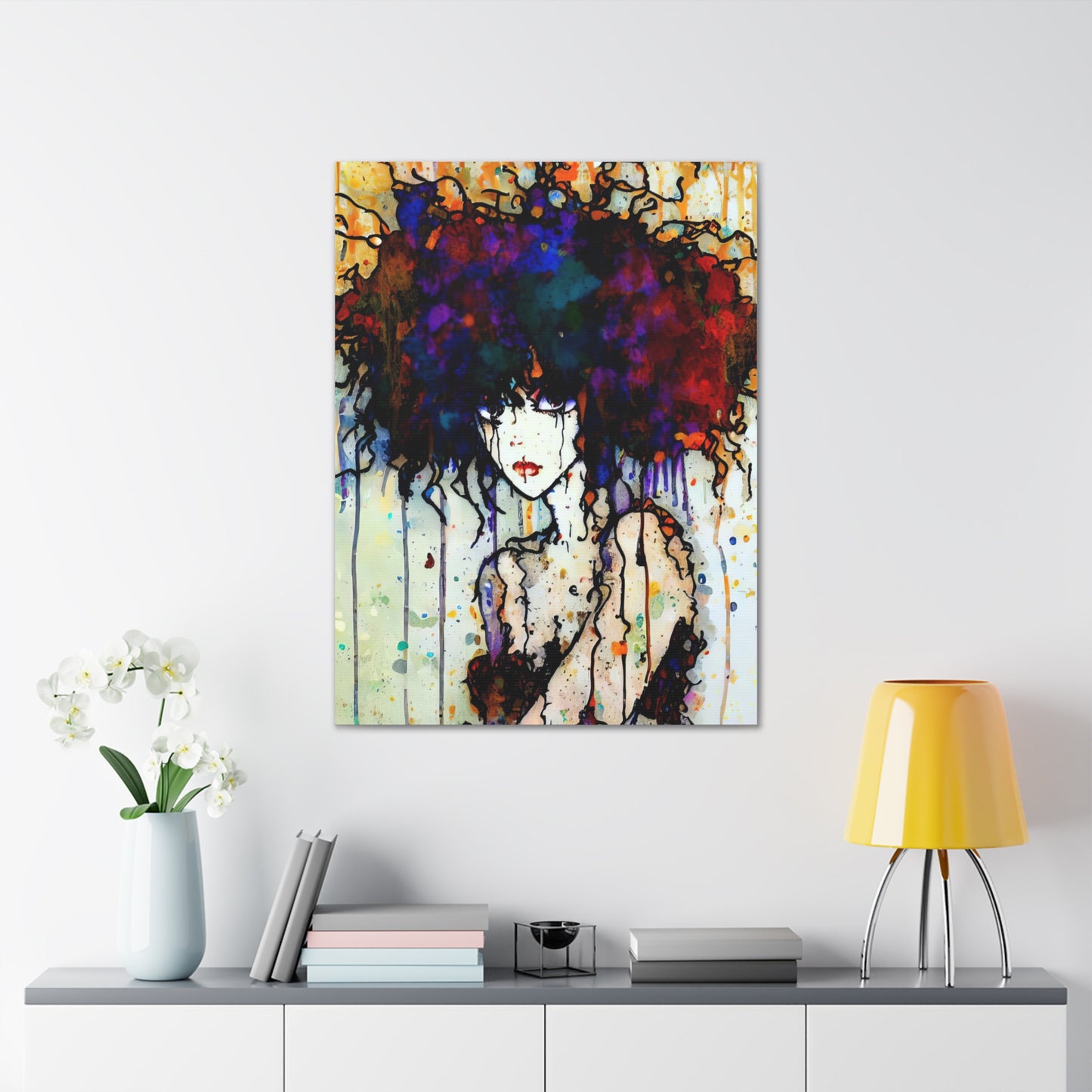 Girl with Big Hair  - Canvas Wall Art