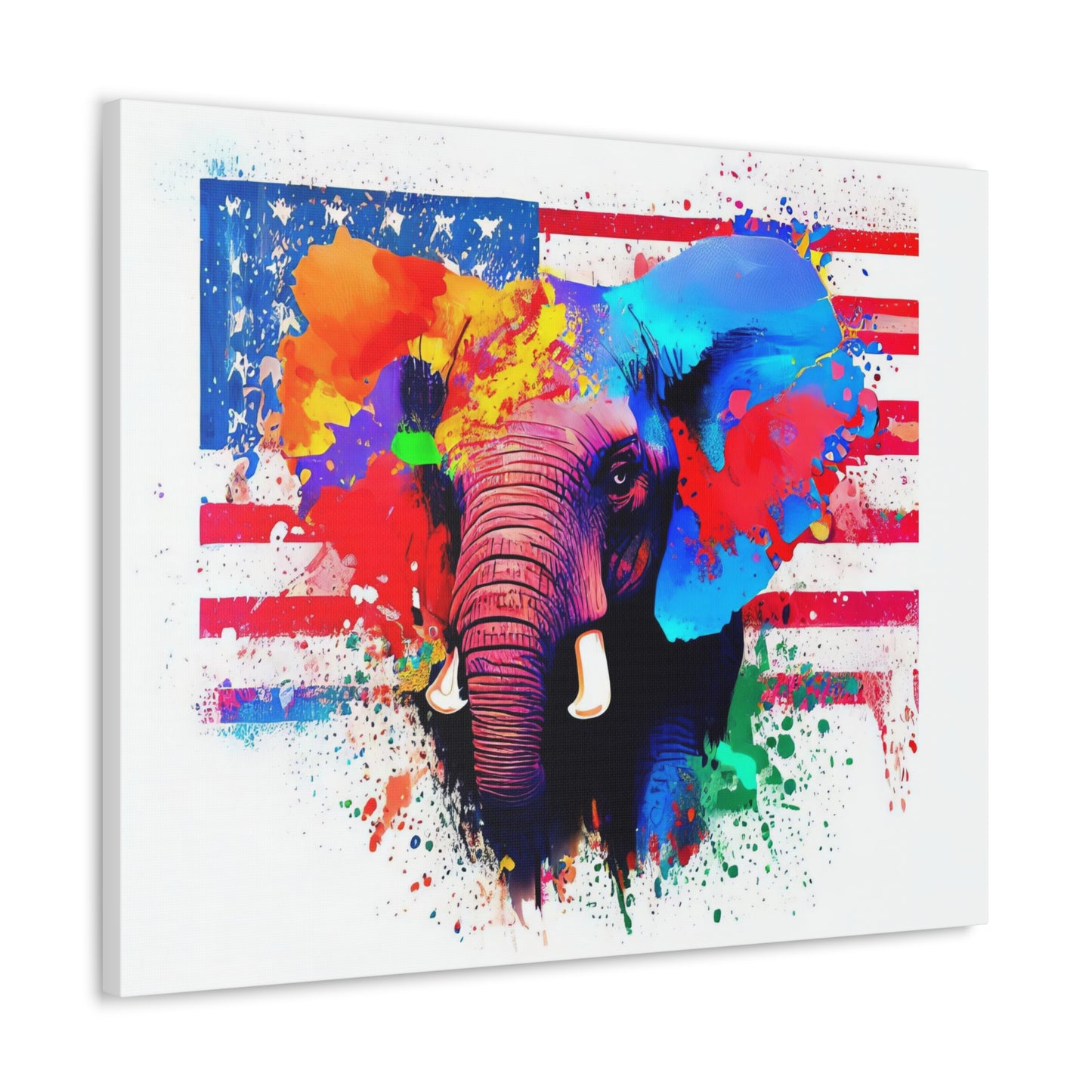 Elephant American Flag - Canvas Wall Art