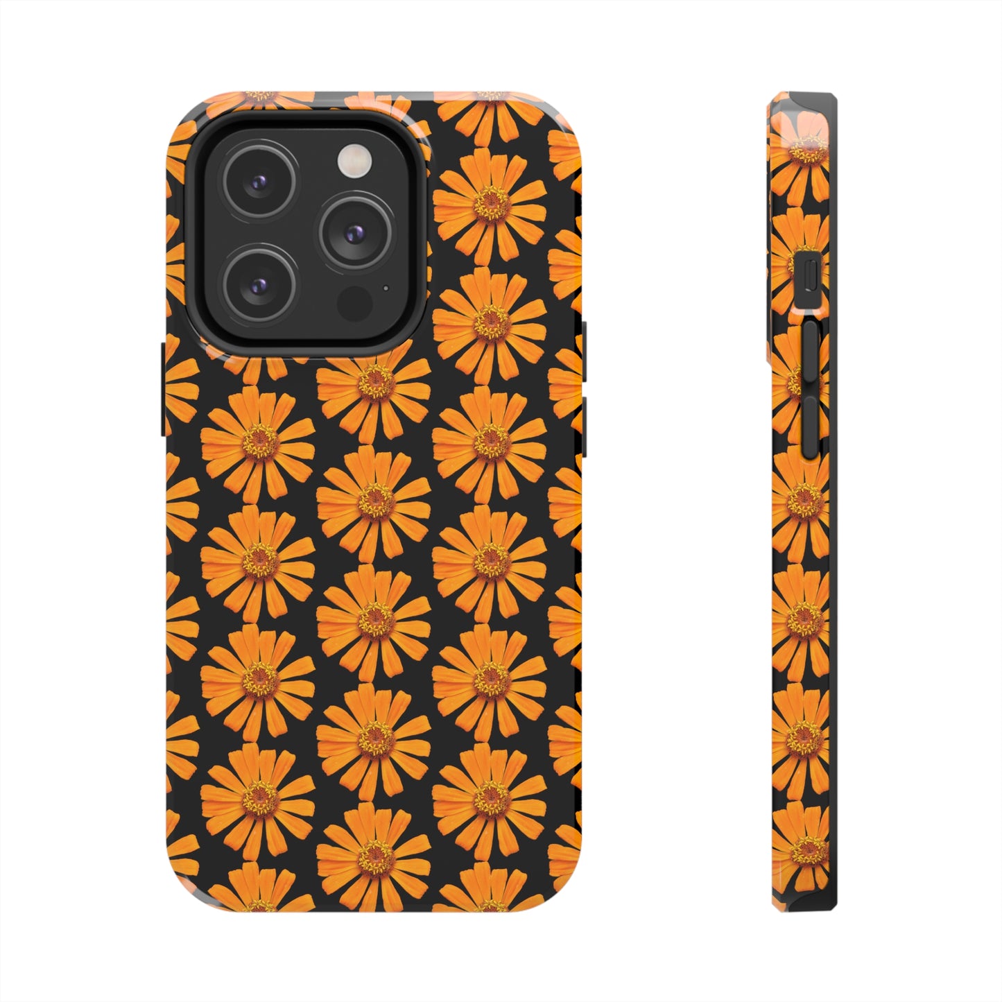 Orange Zinnia Black Tough Phone Case