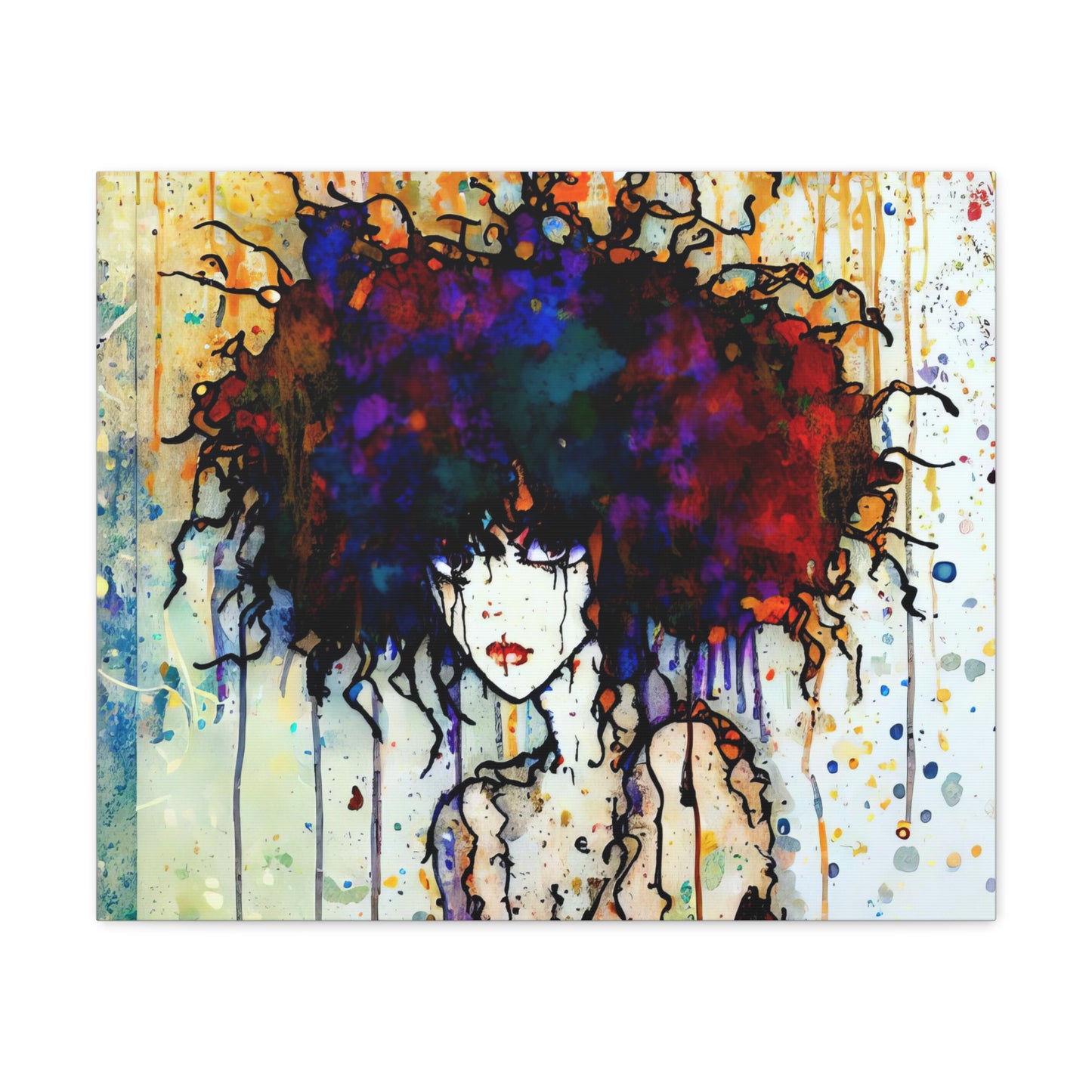 Girl with Big Hair  - Canvas Wall Art