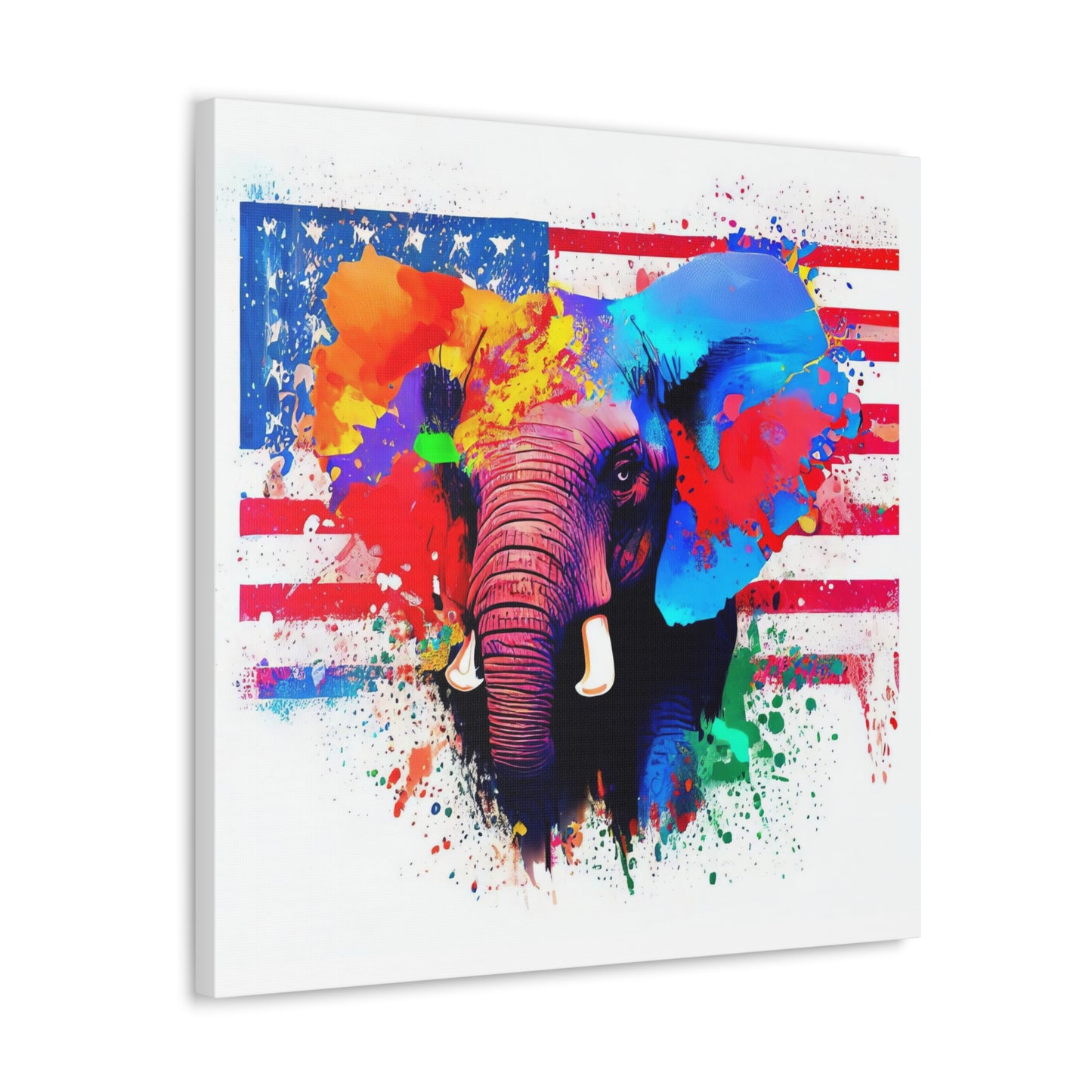 Elephant American Flag - Canvas Wall Art