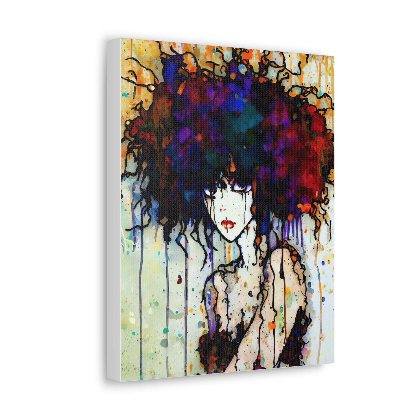 Girl with Big Hair  - Canvas Wall Art