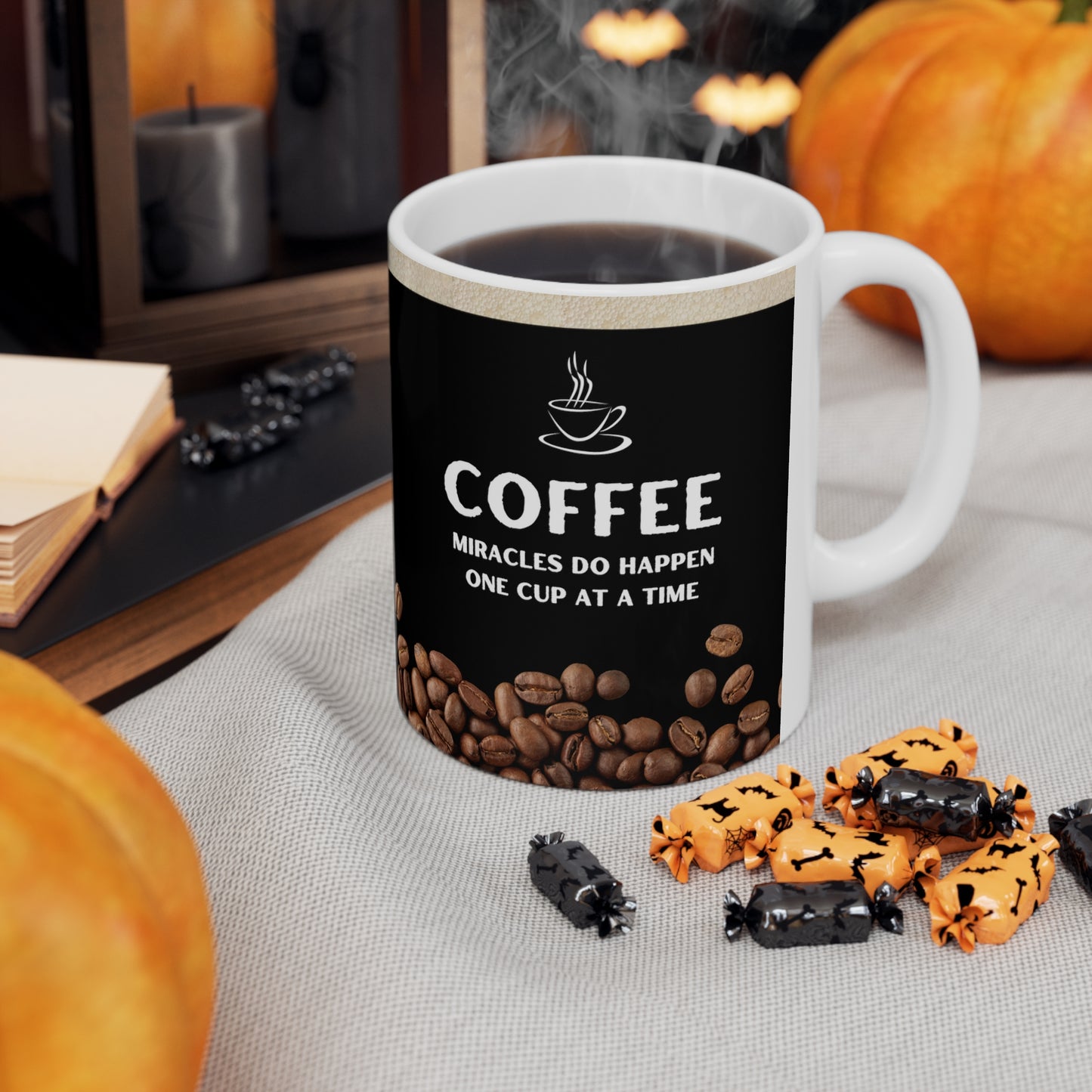 Black Coffee Mug 11oz - Miracles Do Happen, One Cup at a Time