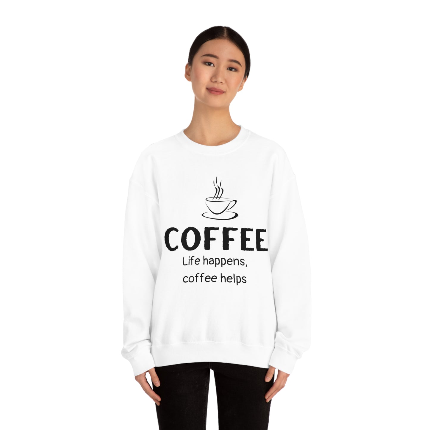 Heavy Blend™ Sweatshirt - Life Happens Coffee Helps