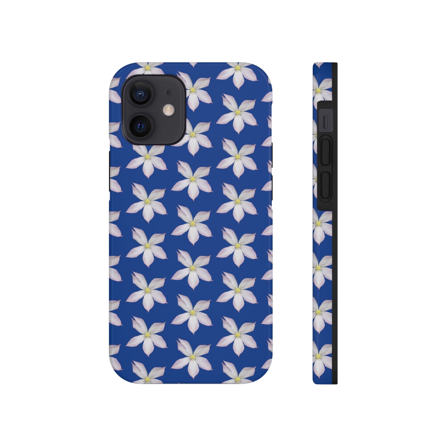 White Clematis Blue Tough Phone Case